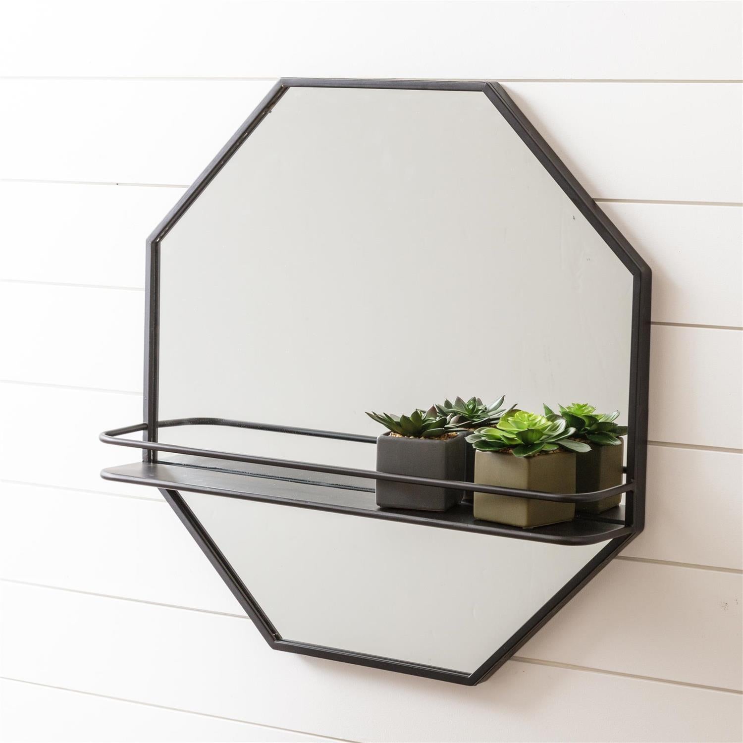 Octagon Mirror With Shelf