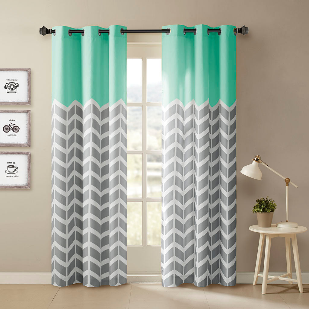 Alex Chevron Printed Room Darkening Grommet Top Panel Pair