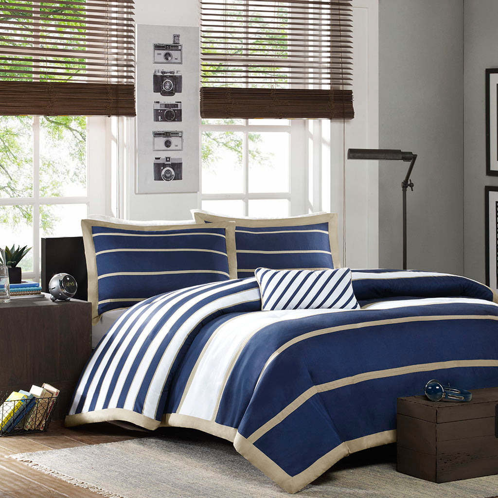 Ashton Metallic Glitter Printed Reversible Duvet Cover Set