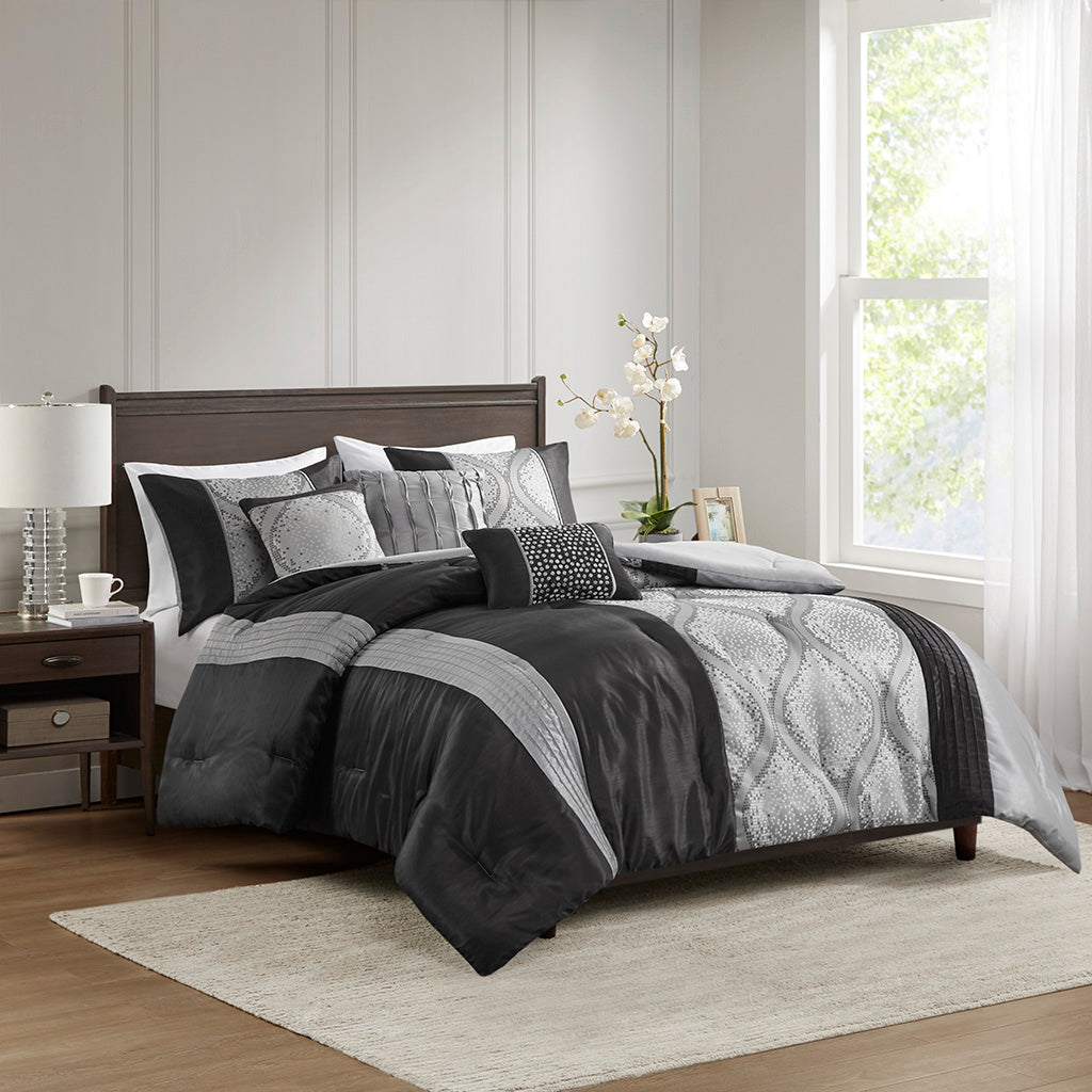 Lori 7 Piece Reversible Cotton Sateen Comforter Set