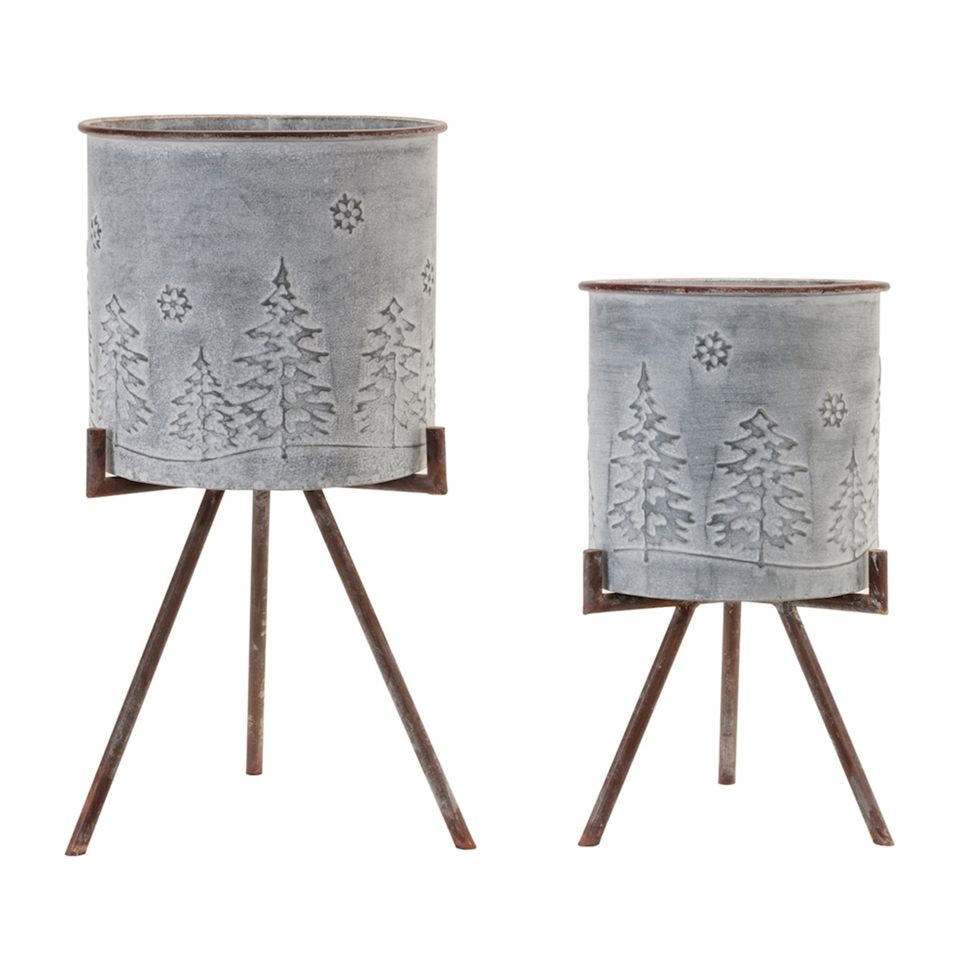 Container on Stand (Set of 2) 9.5"D X 16"H, 12"D X 21"H Metal
