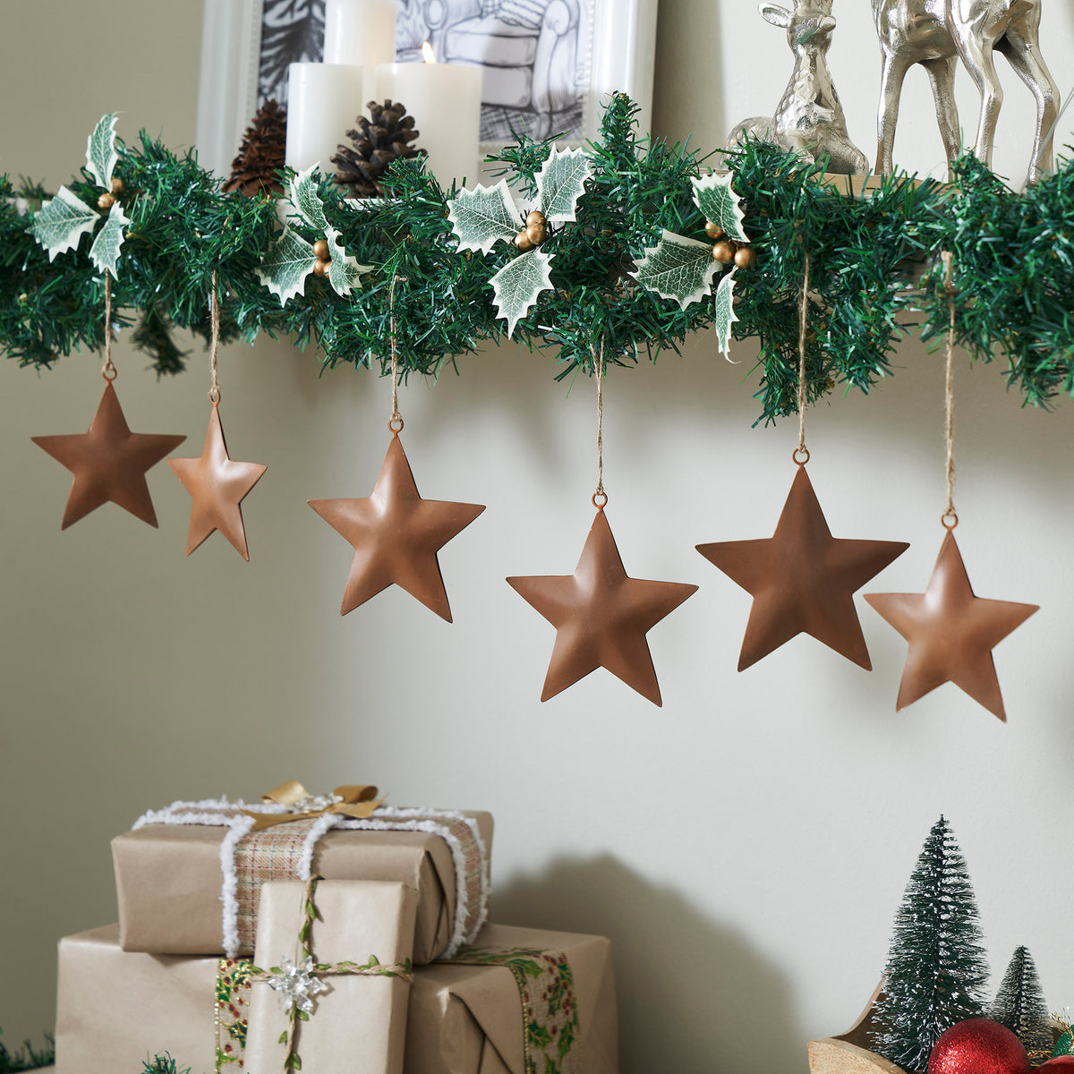 Rust Star Metal Ornament Set of 6- 4.2/