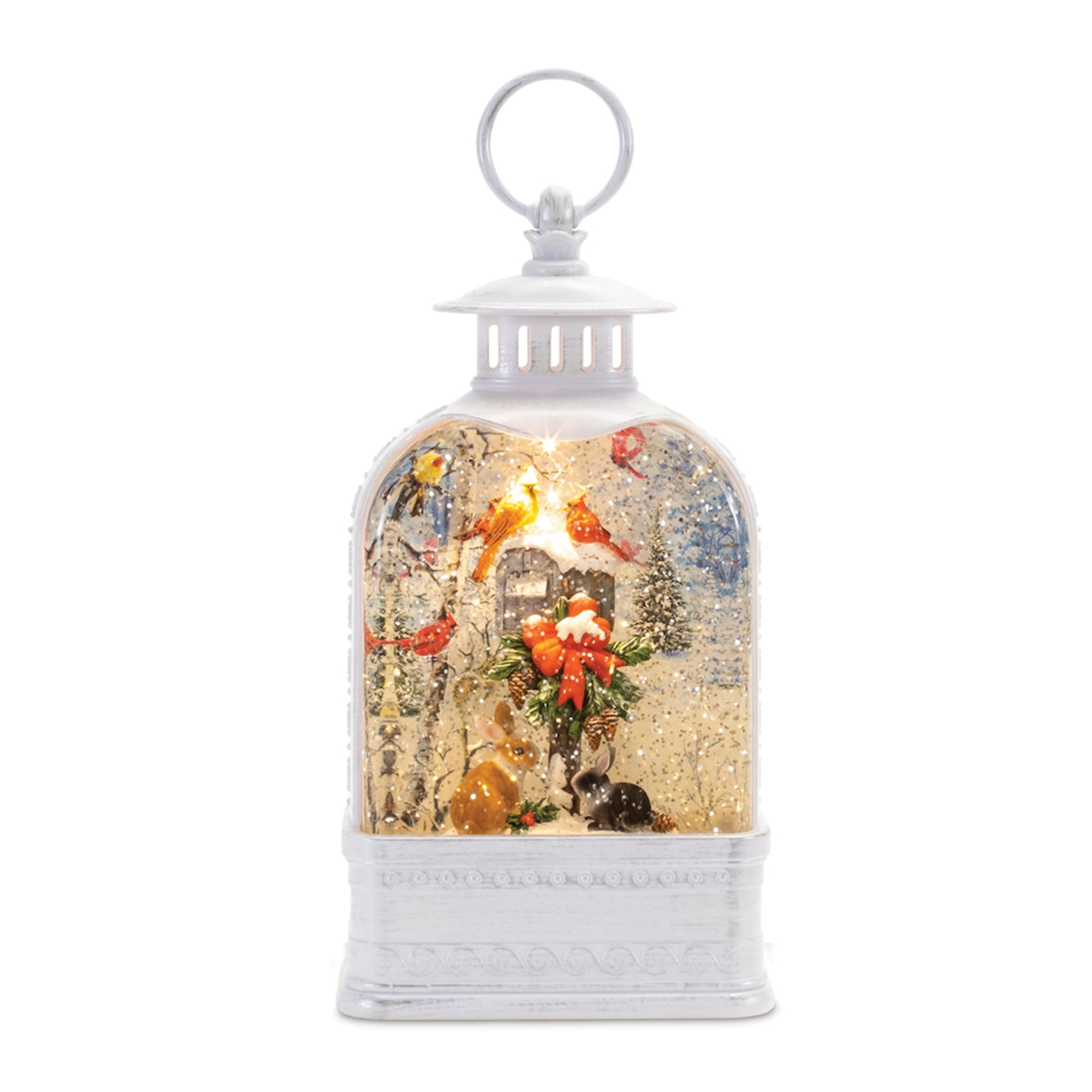 LED Snow Globe w/Mailbox and Animals 9.75”H  6 Hr Timer 3 AA Batteries, Not Included or USB C