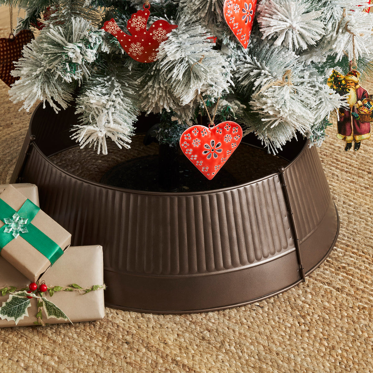 Ribbed Metal Tree Collar Bronze