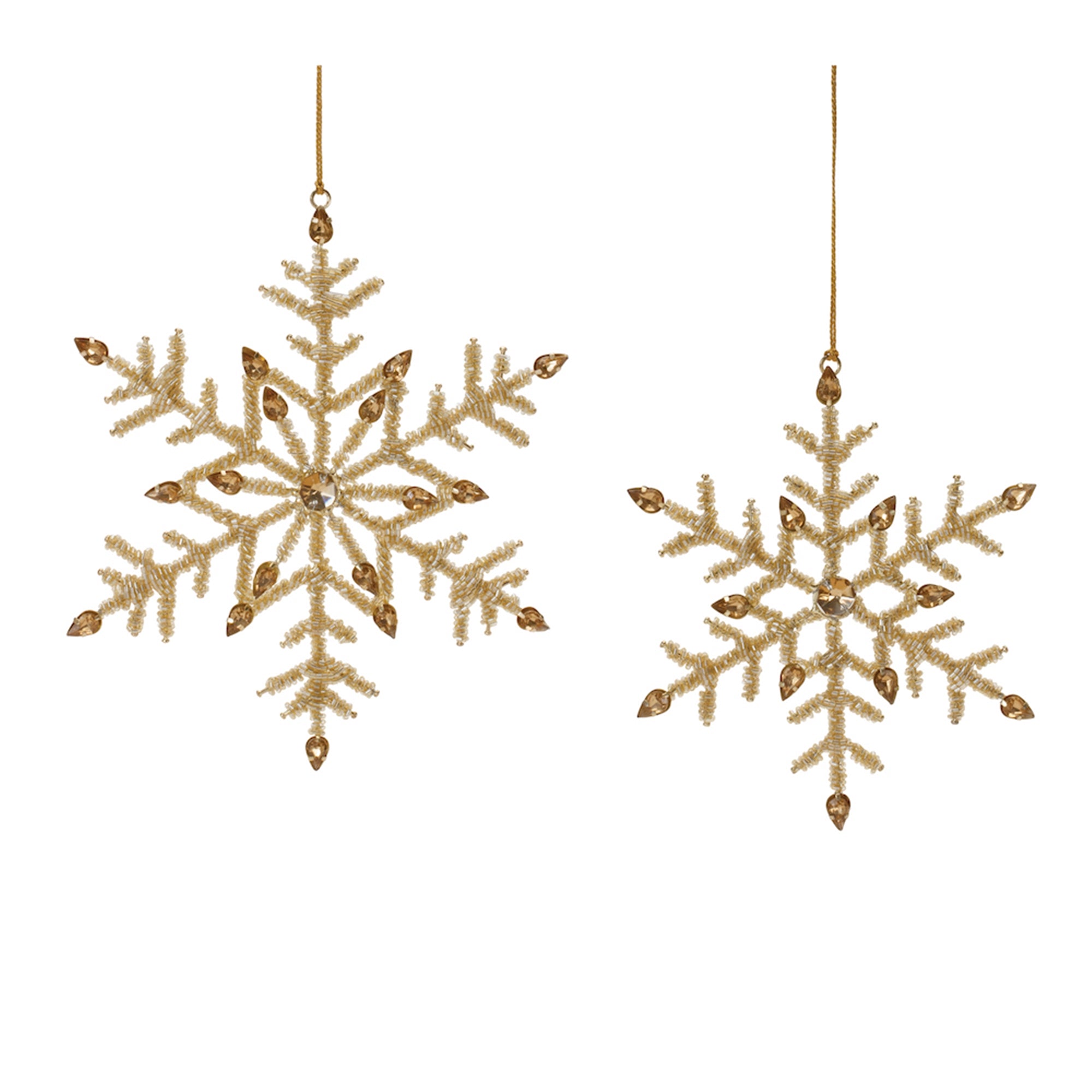 Snowflake Ornament (Set of 2) 7"H, 8.75"H Iron/Glass Beads
