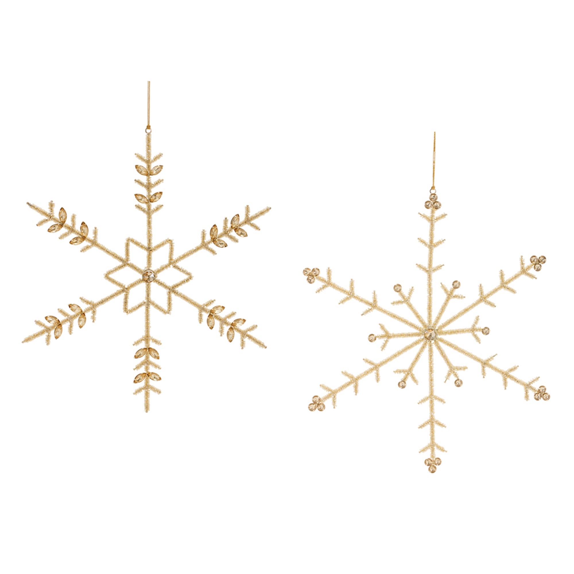 Snowflake Ornament (2 Asst) 12”H Iron/Glass Beads