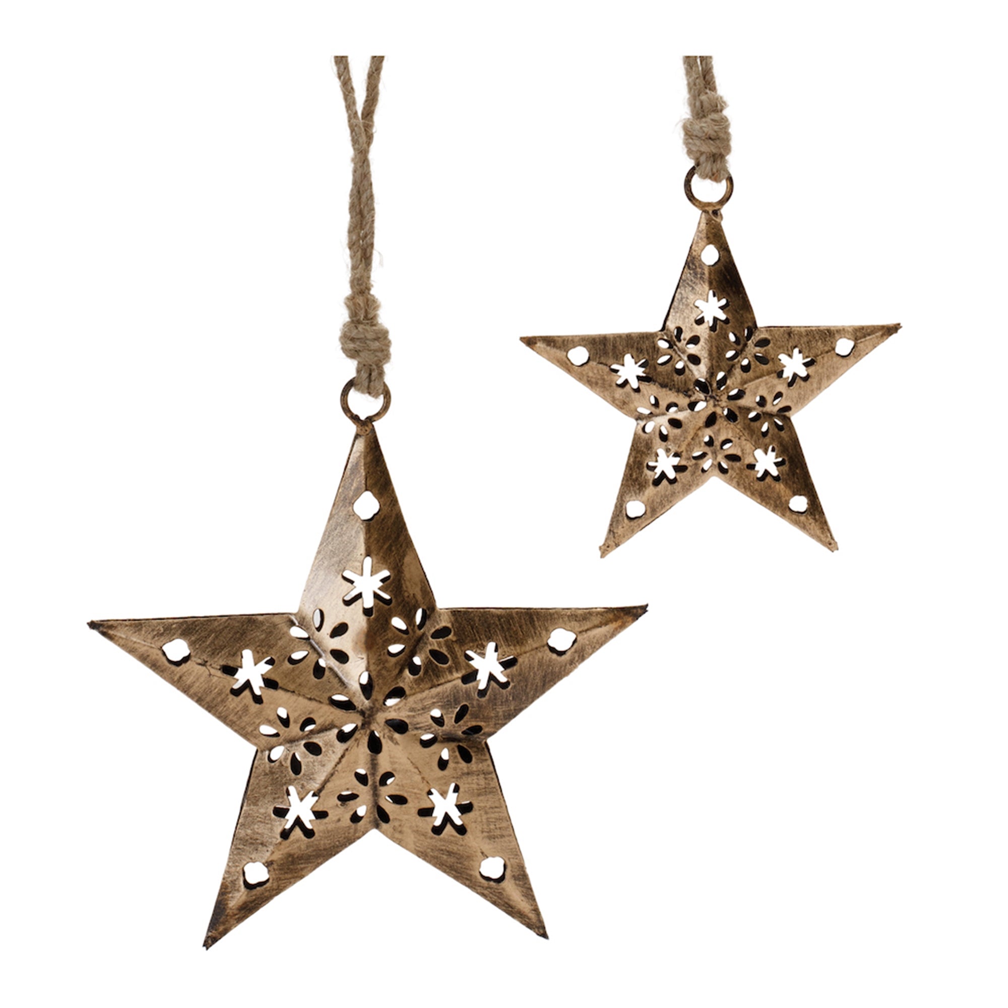 Star Ornament (Set of 2) 4"H, 6"H Iron