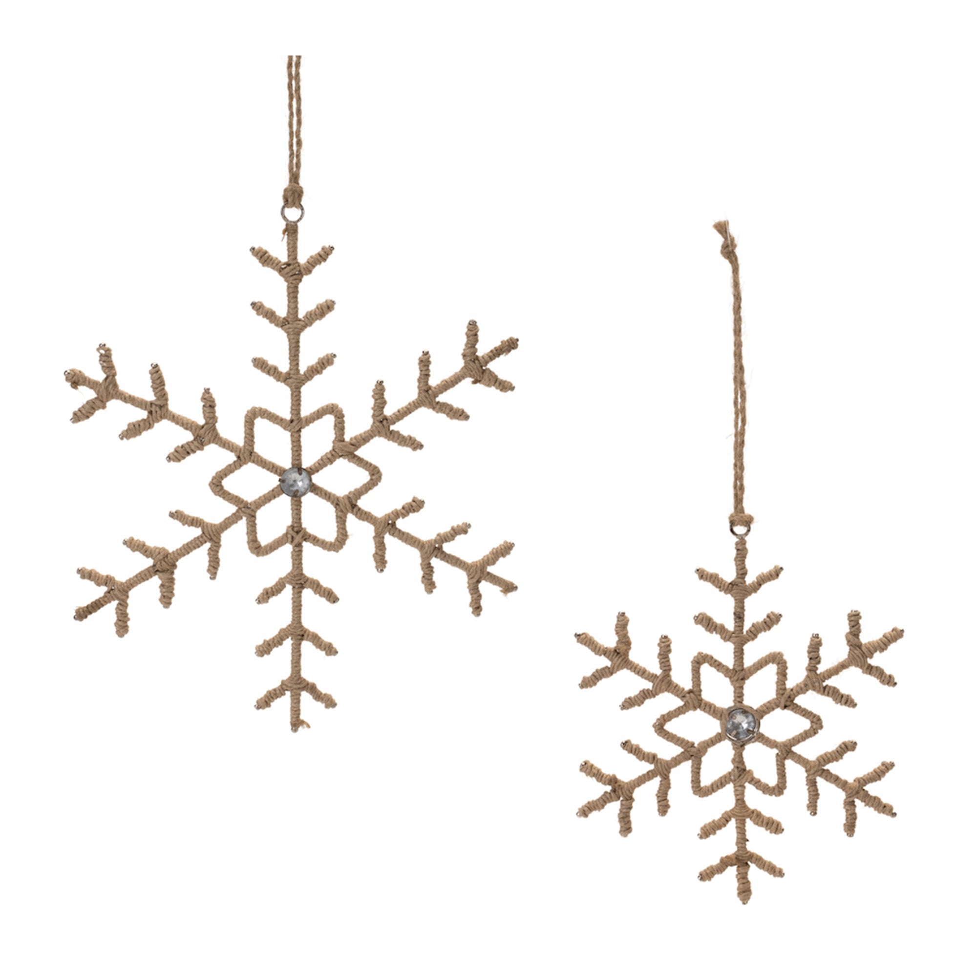 Snowflake Ornament (Set of 2) 6.5"H, 8.5"H Iron/Thread