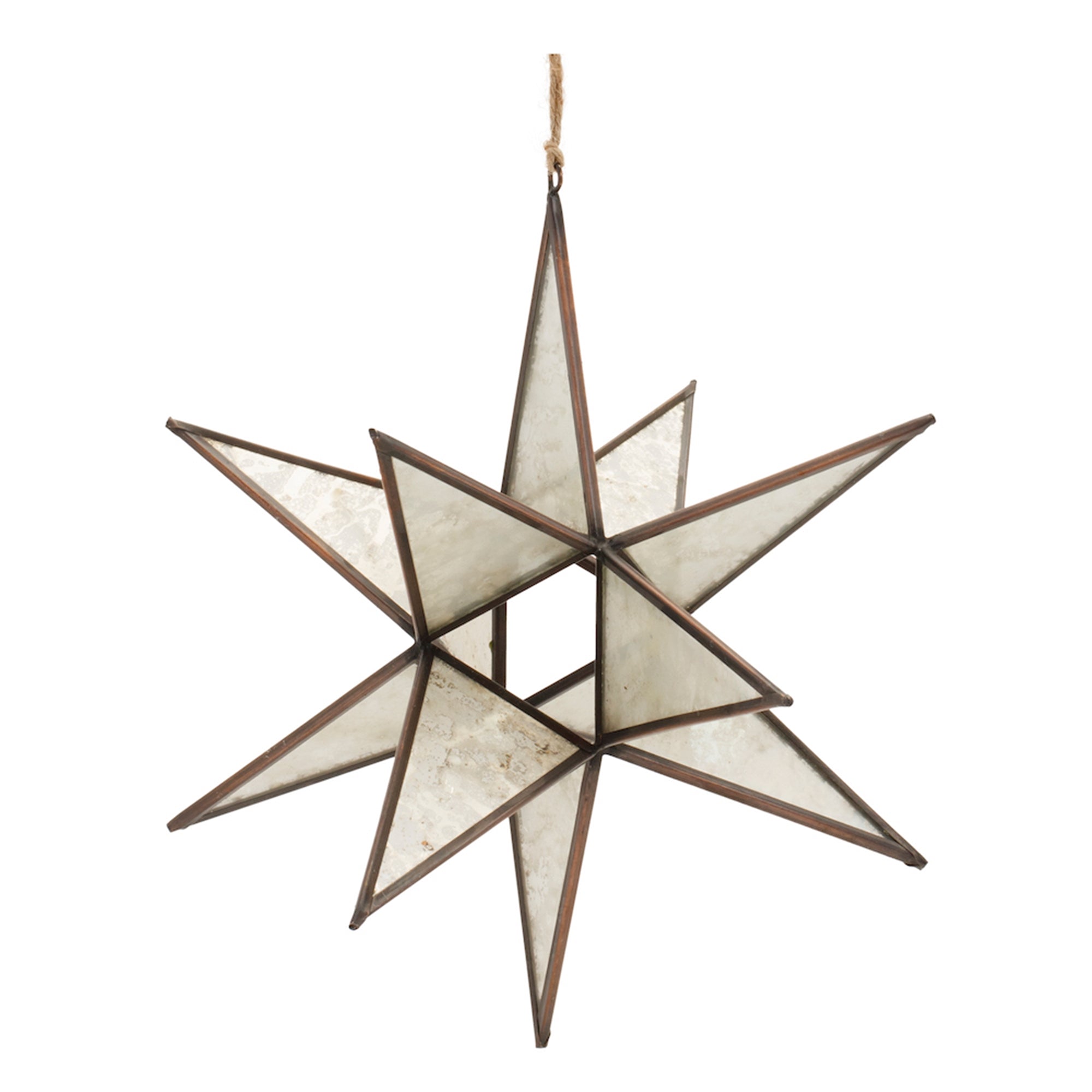 Moravian Star Ornament 7”H Glass/Brass