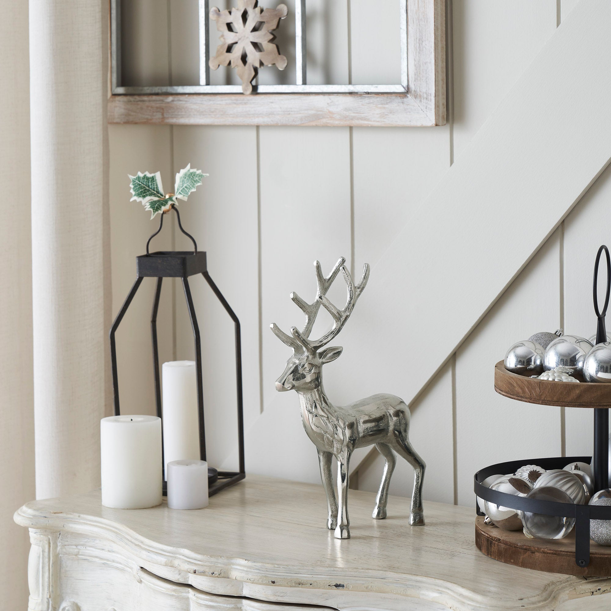 Shiny Silver Reindeer Figurine