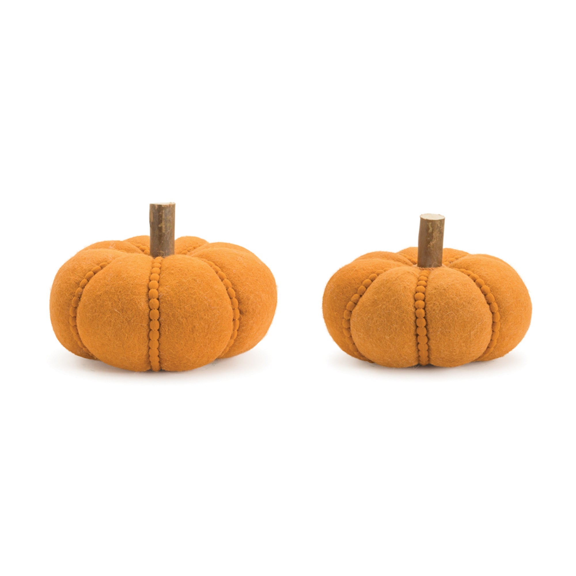 Pumpkin (Set of 2) 8.5"D x 6.5"H, 10"D x 7"H Polyester/Wool