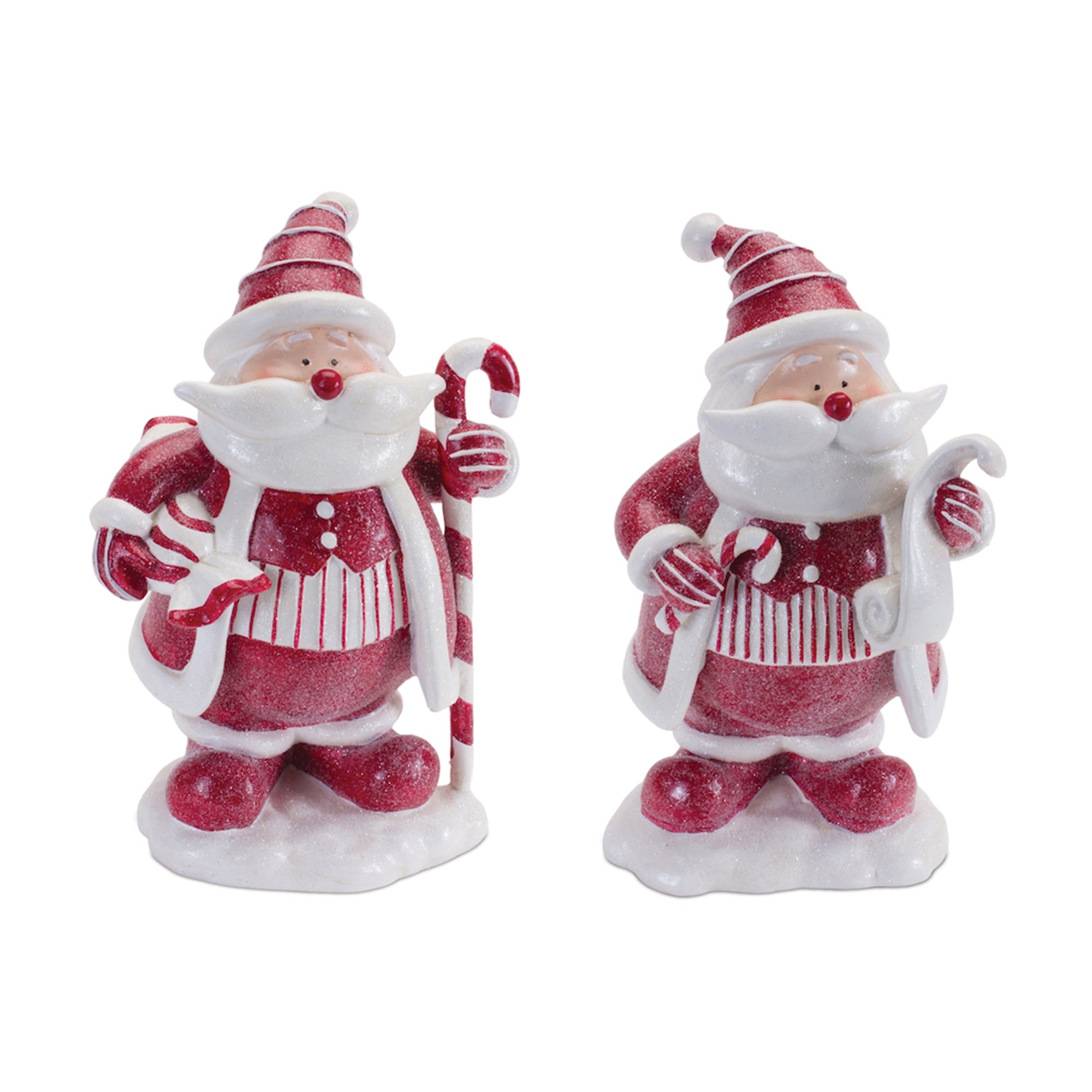 Santa w/Candy Cane (2 Asst) 9”H Resin