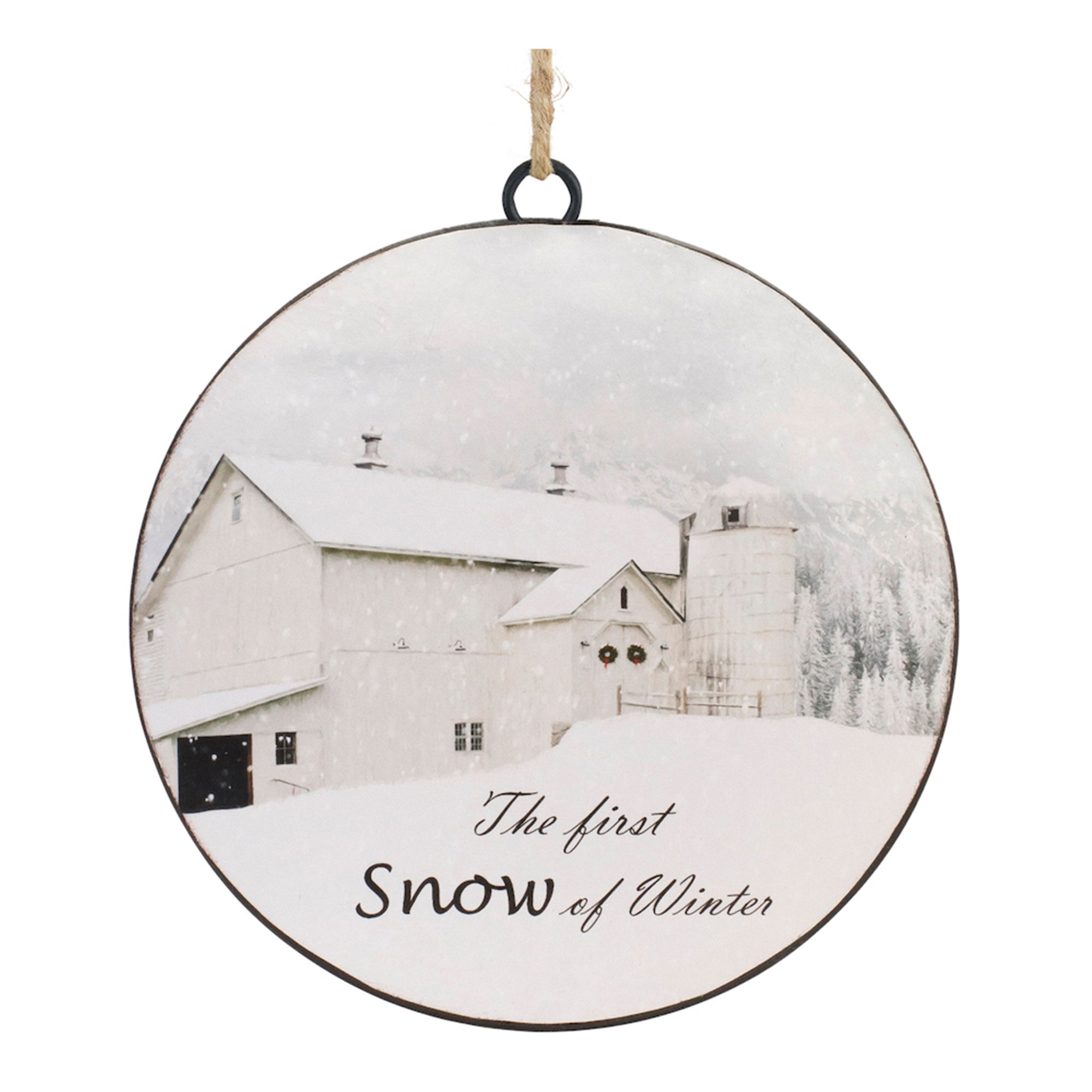 First Snow Disc Ornament 6”H Iron