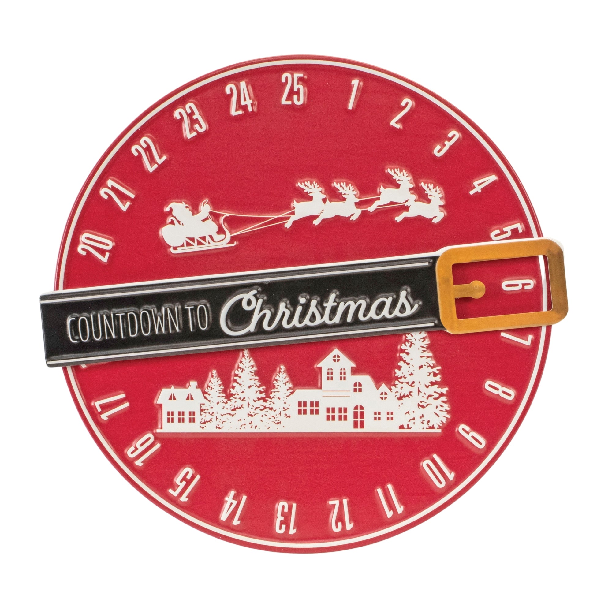 Santa Belt Christmas Countdown 16”D Metal