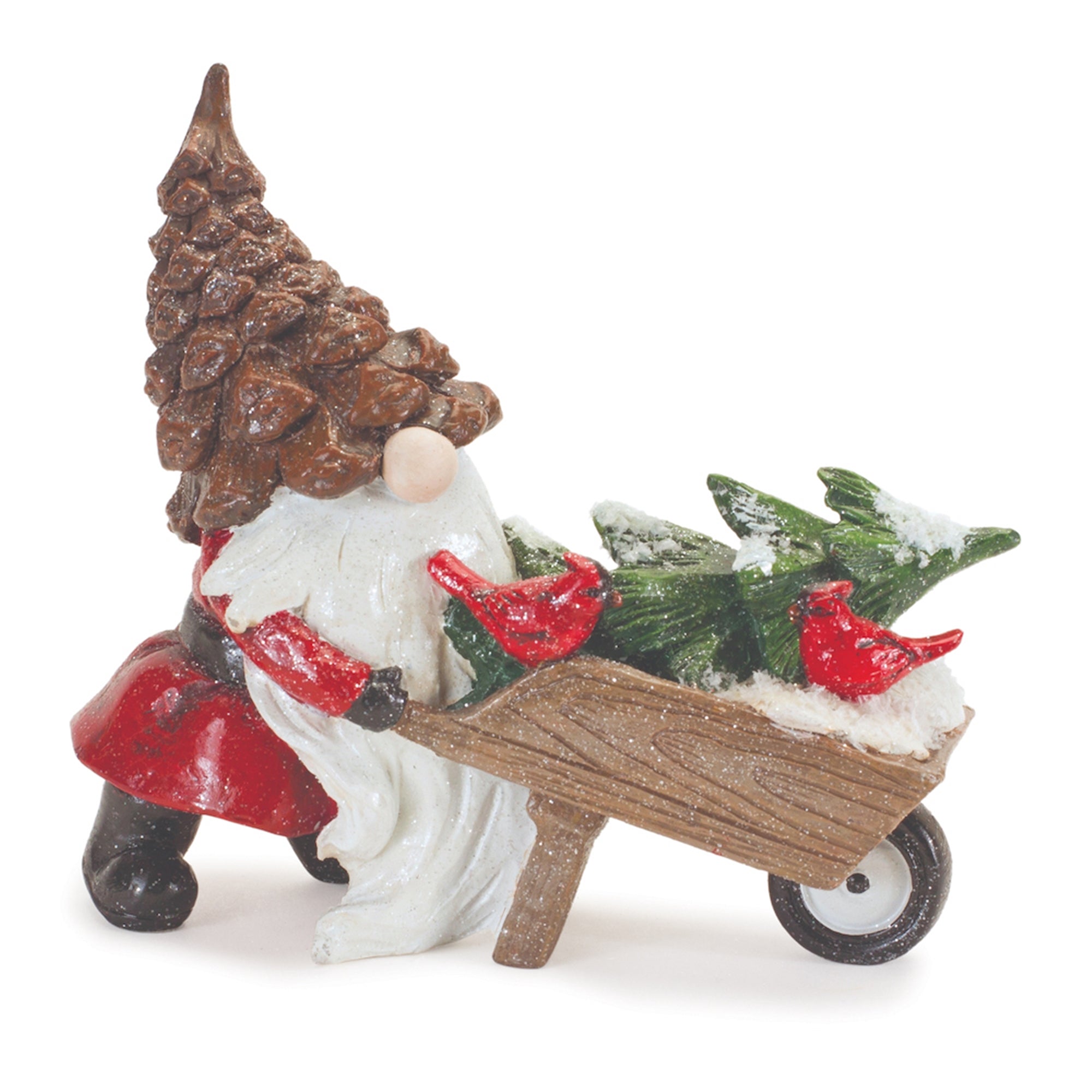 Santa Gnome w/Wheelbarrow 5.25”H Resin