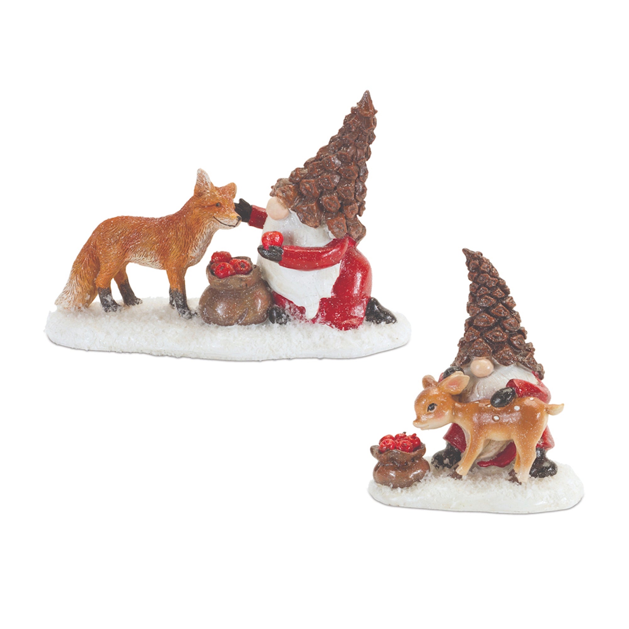 Santa Gnome w/Animal (2 Asst) 5”H Resin