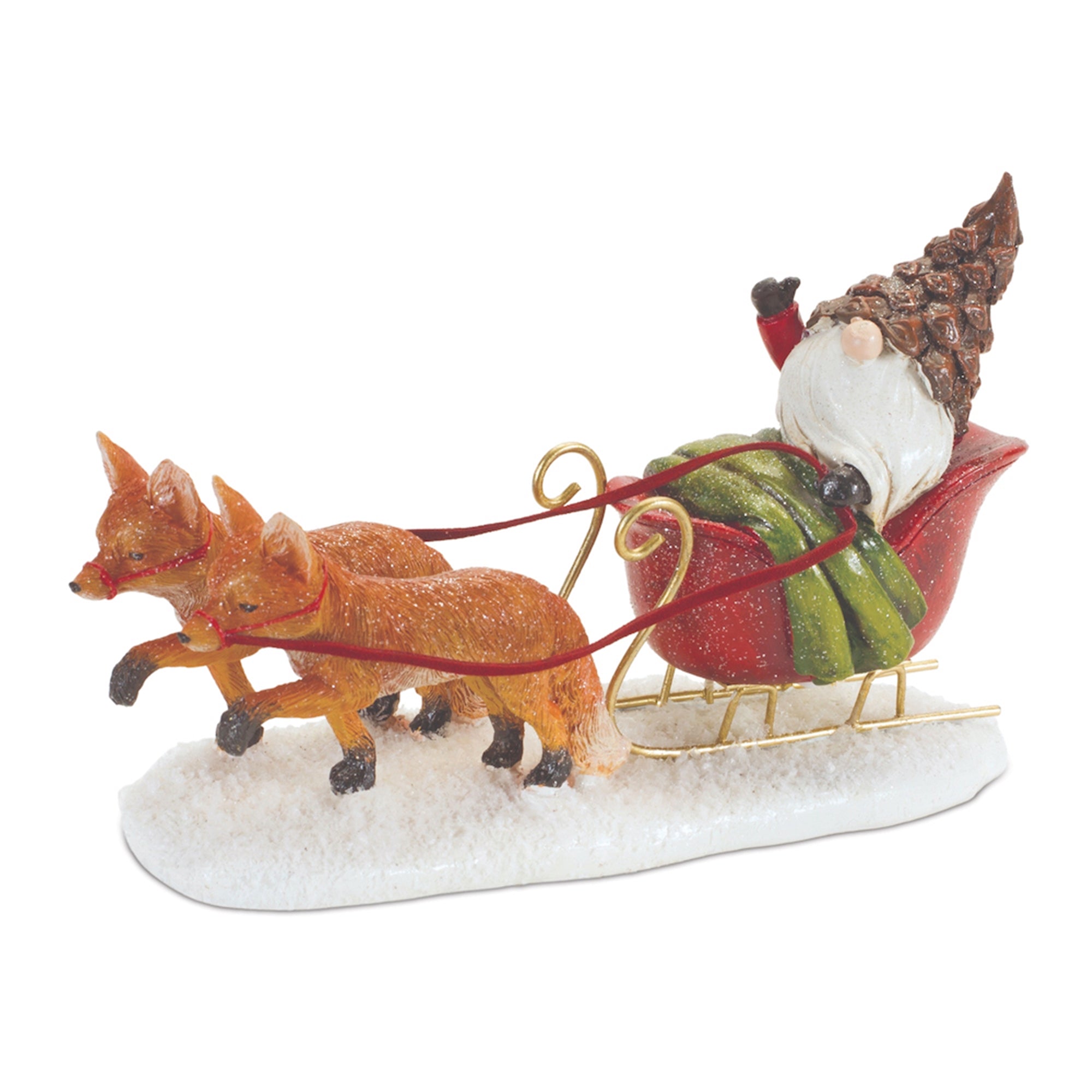 Santa Gnome in Sleigh 7.75"L x 5"H Resin