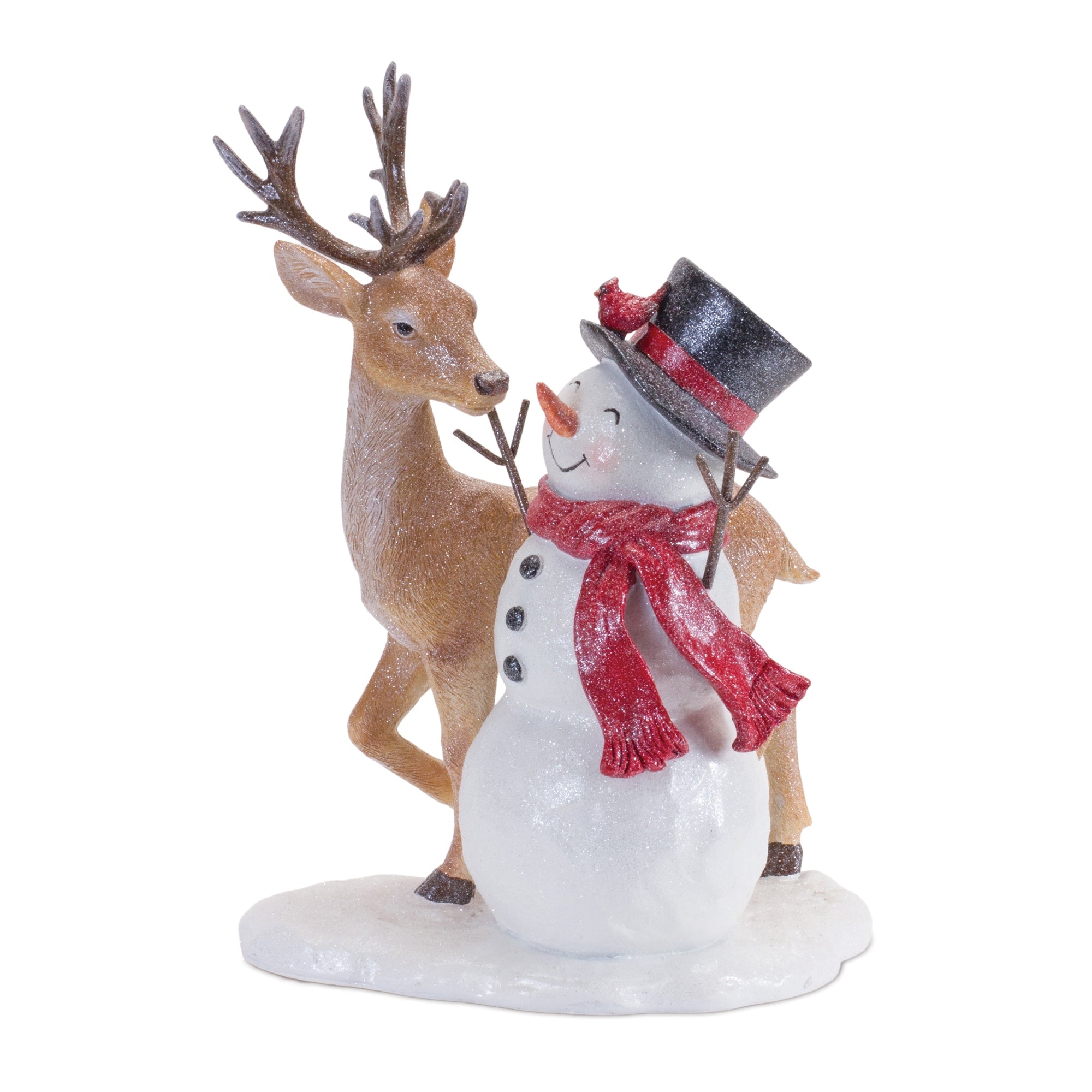 Snowman w/Deer 12”H Resin