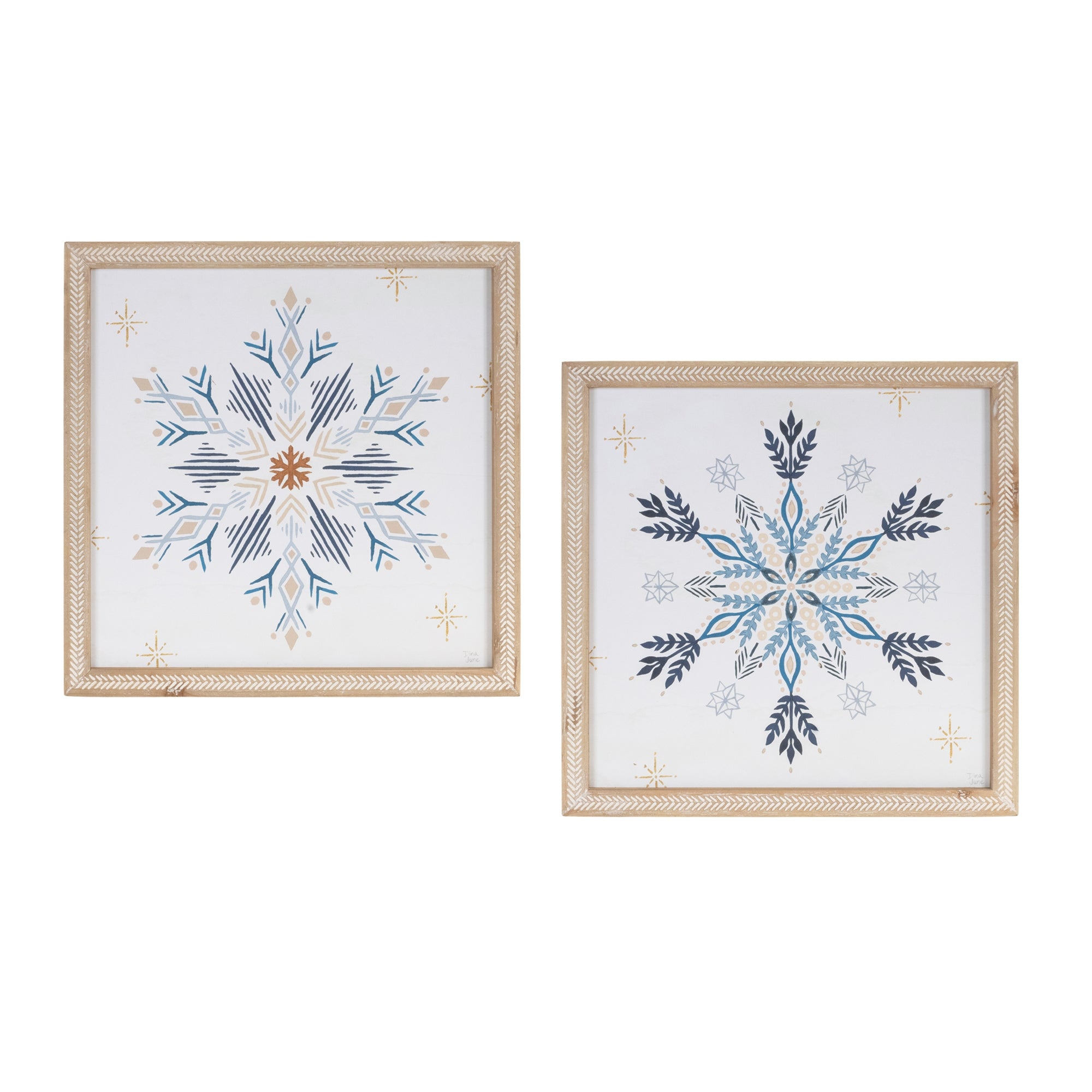 Snowflake Print (2 Asst) 13.5”SQ Wood