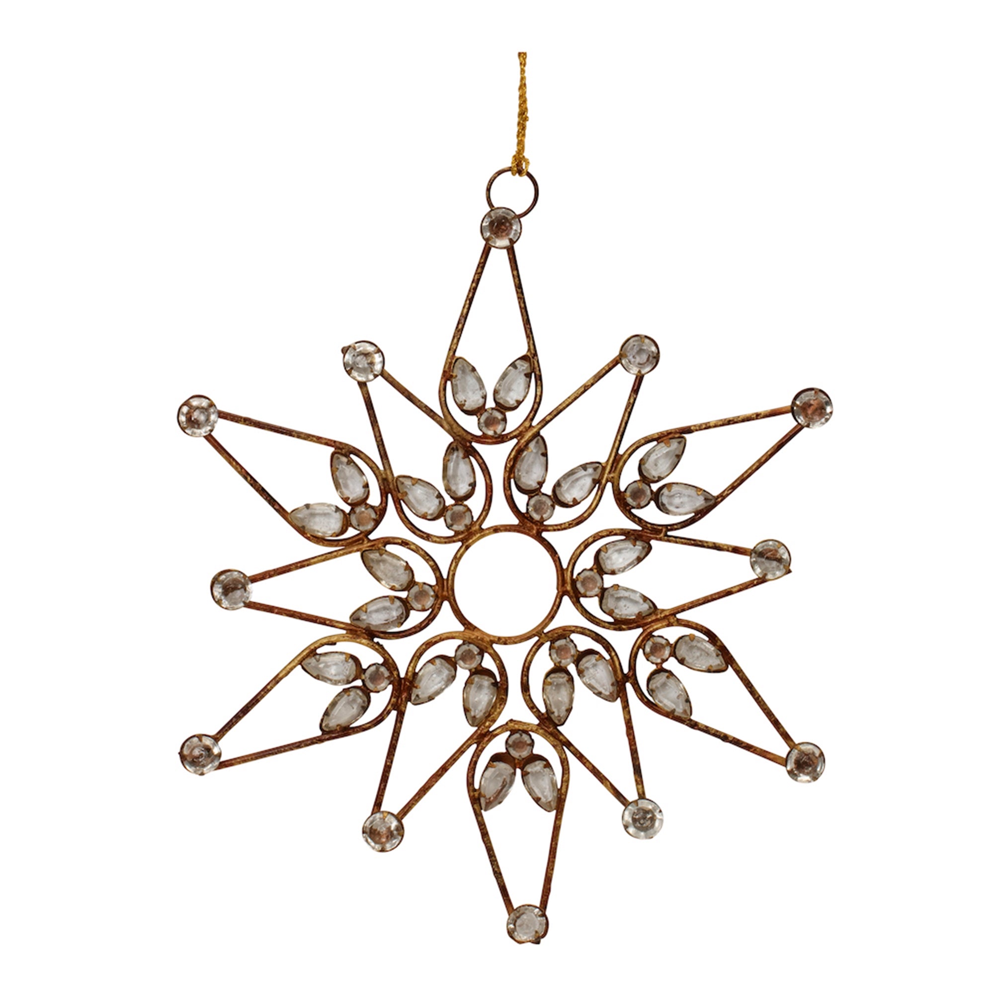 Snowflake Ornament 9.5”H Iron/Beads