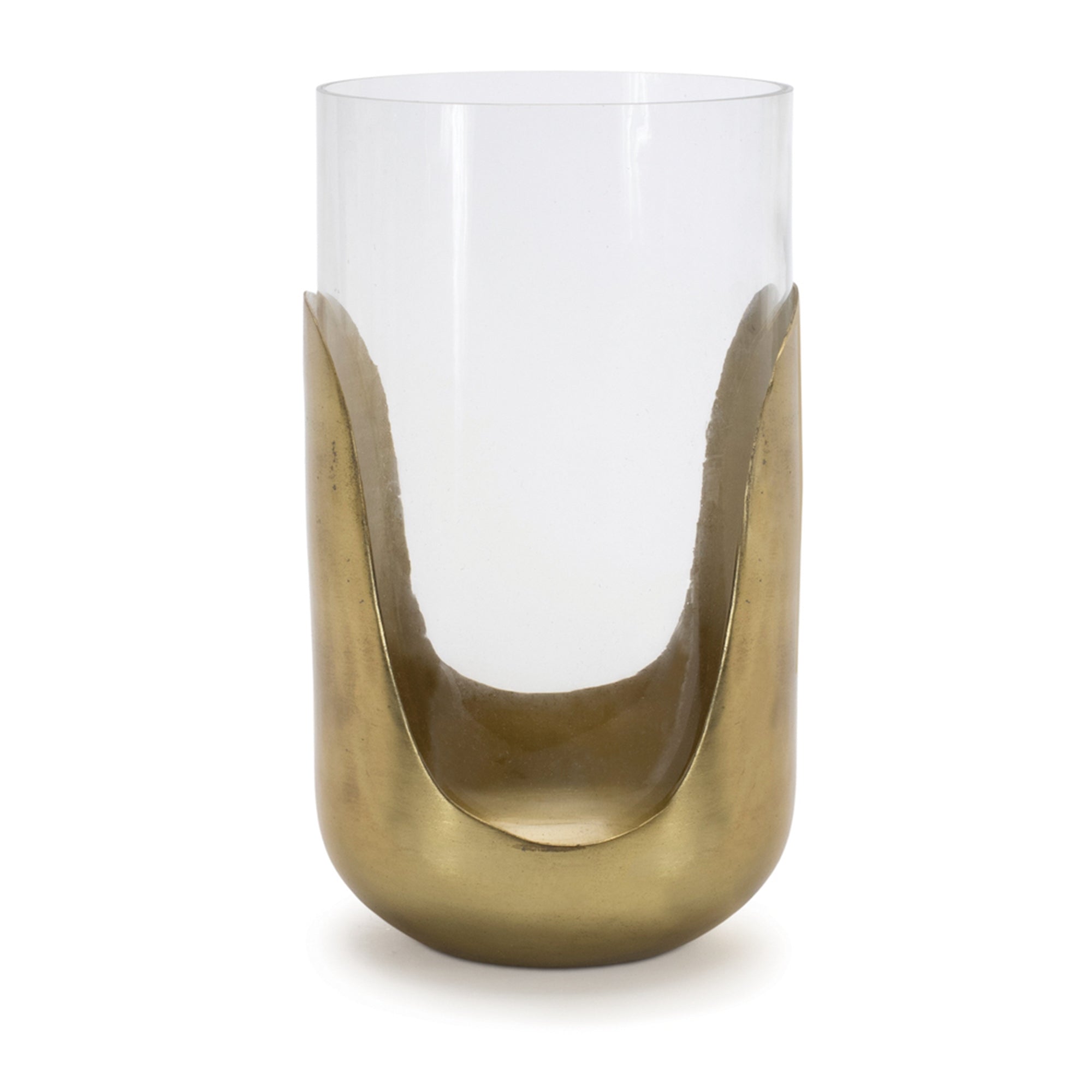 Vase 9”H Glass/Metal
