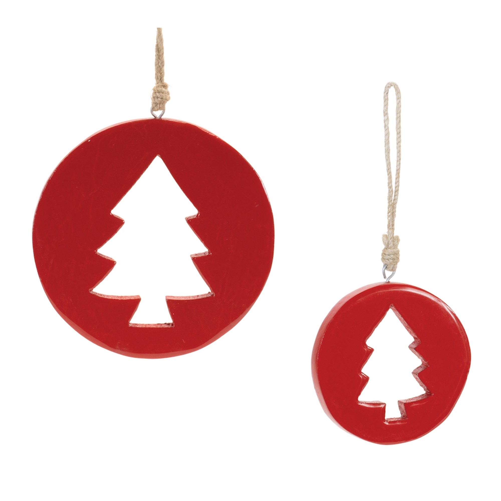 Tree Cut-Out Ornament (Set of 2) 4.25"H, 6"H Wood