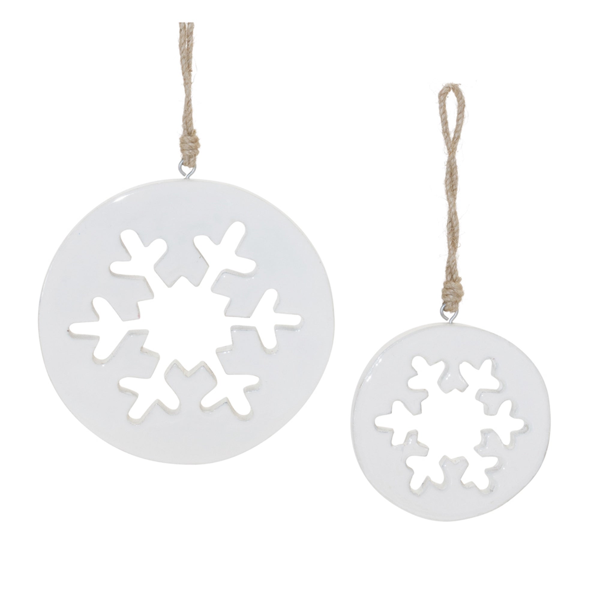 Snowflake Cut-Out Ornament (Set of 2) 4.25"H, 6"H Wood