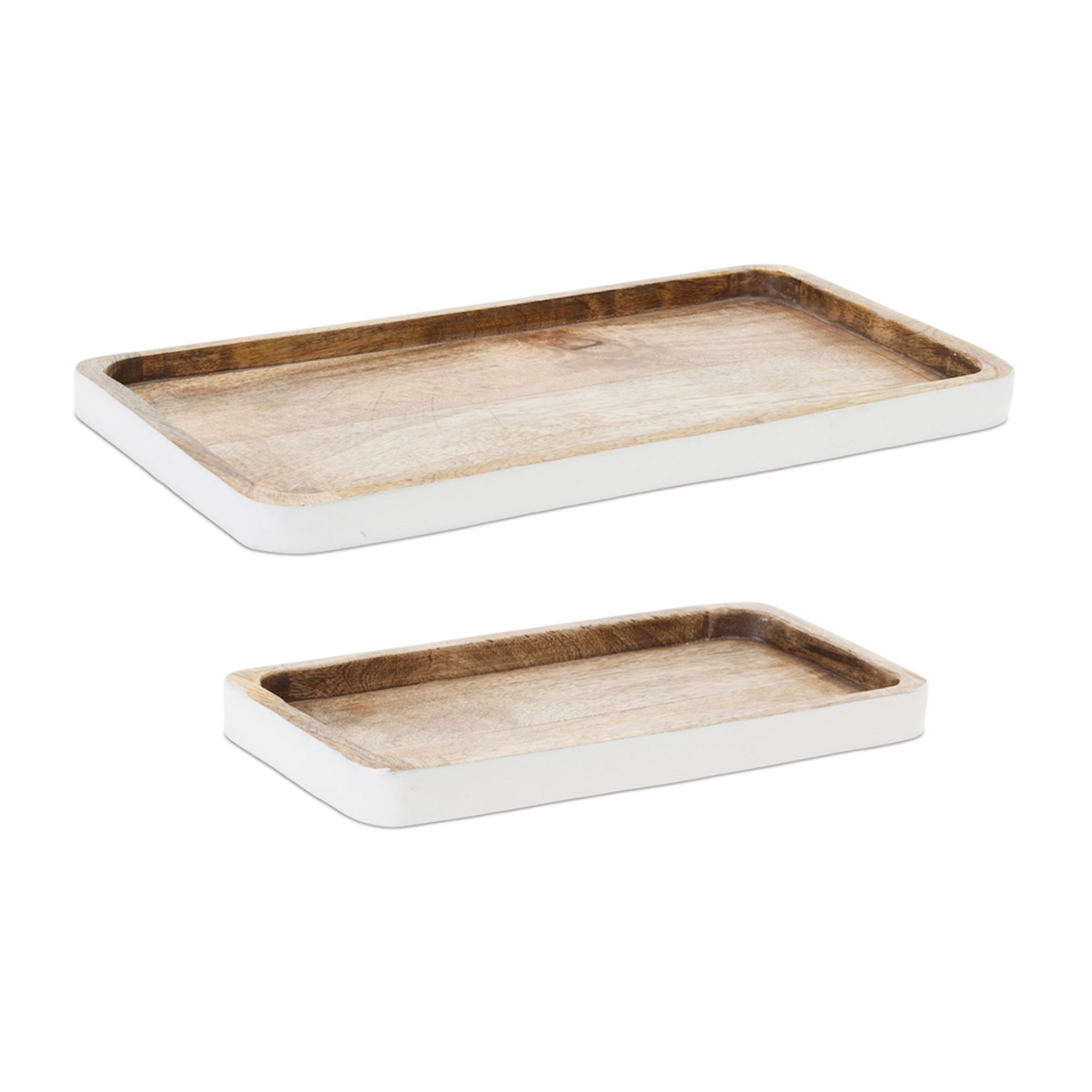 Tray (Set of 2) 12"L x 6"W, 16"L x 8"H Wood