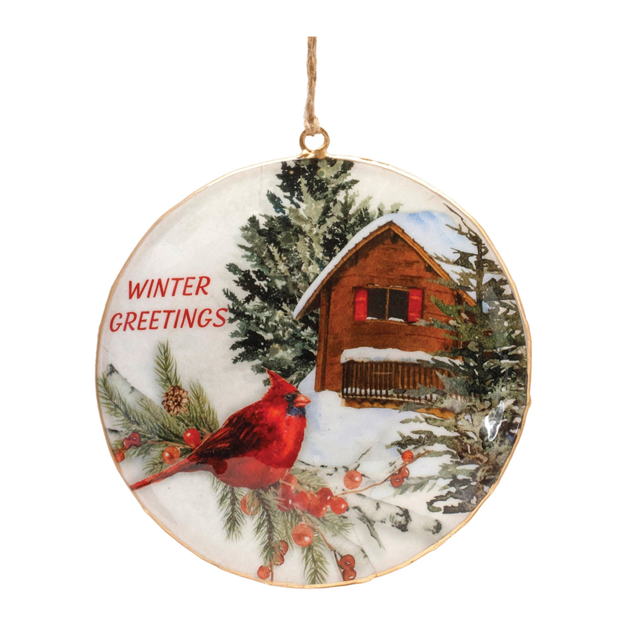 Cardinal Disc Ornament 6”H Iron