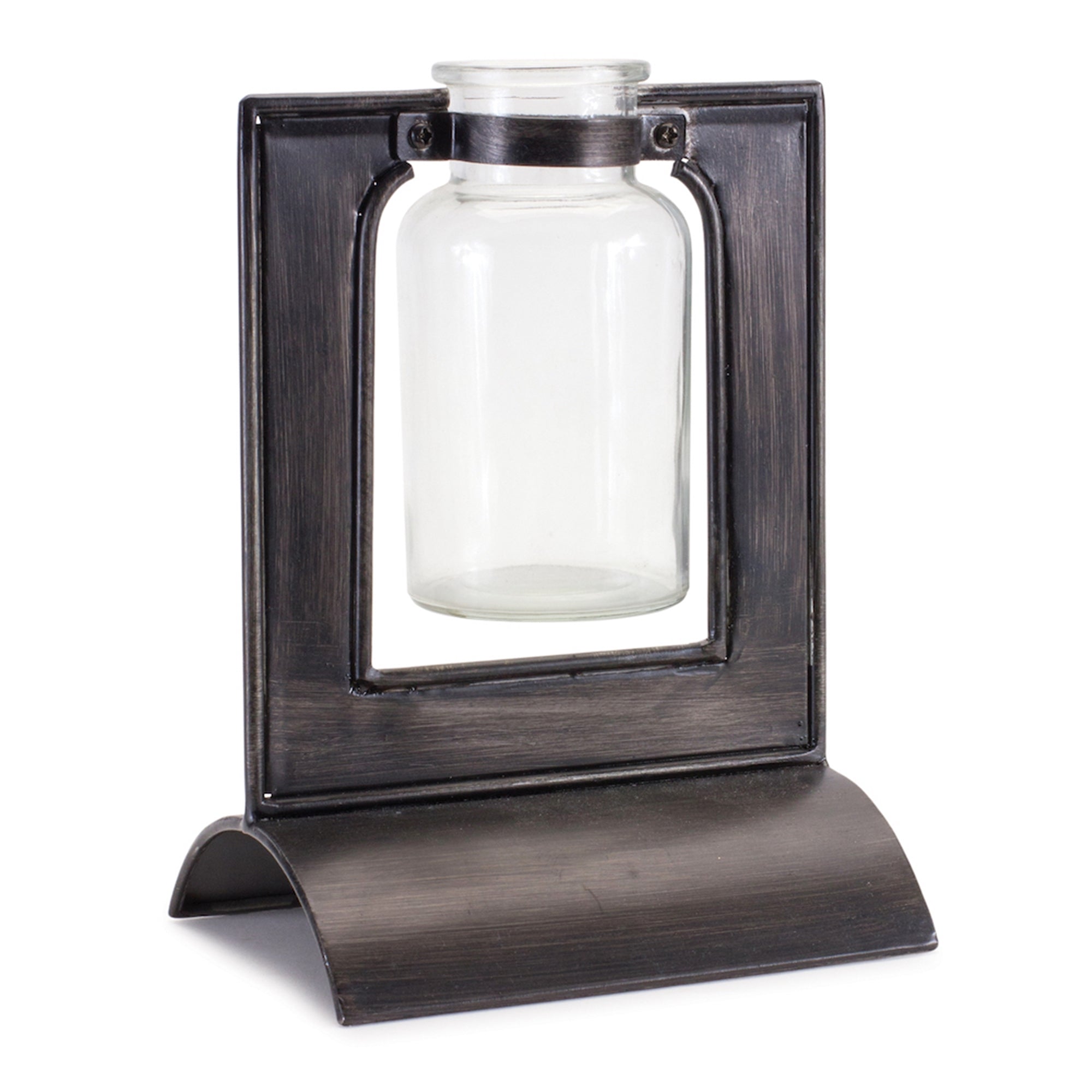 Vase in Holder 8”H Iron/Glass