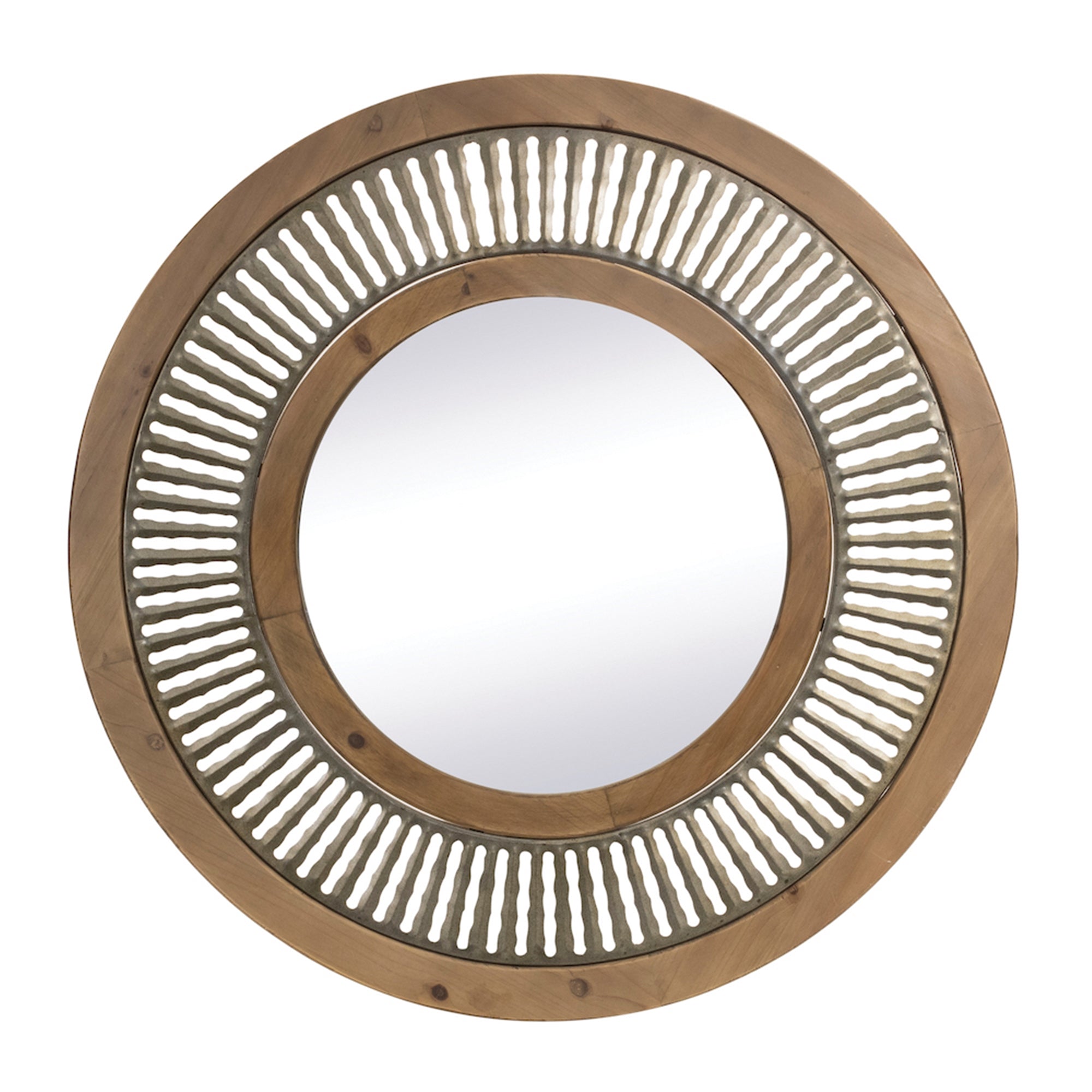 Wall Mirror 30”D Wood/Iron/Glass