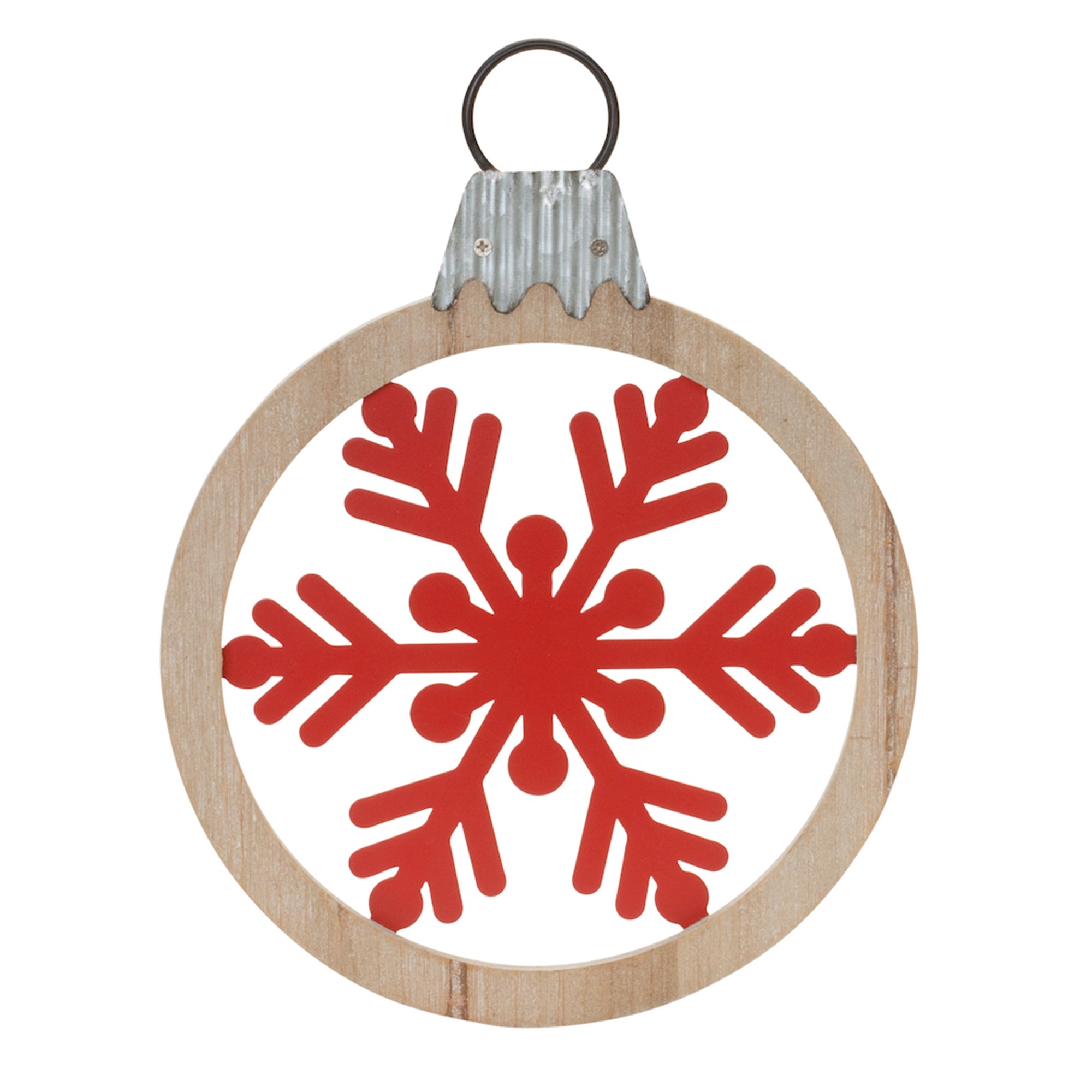 Snowflake Frame Ornament 10.5”H Wood/Metal