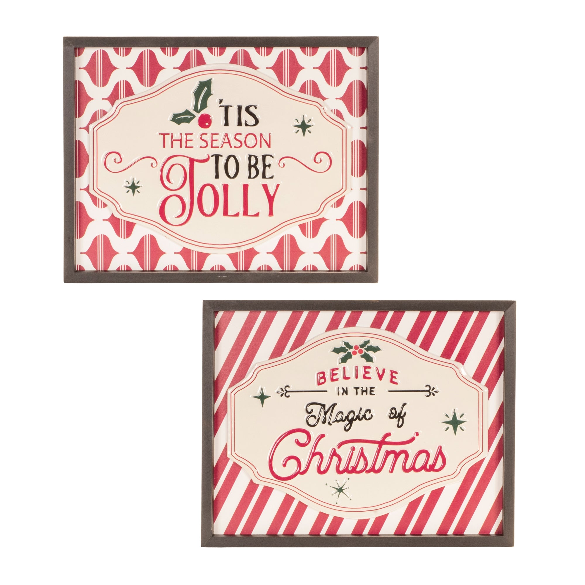 Magic and Jolly Sign (2 Asst) 15.75"L x 12.5"H Metal/Wood
