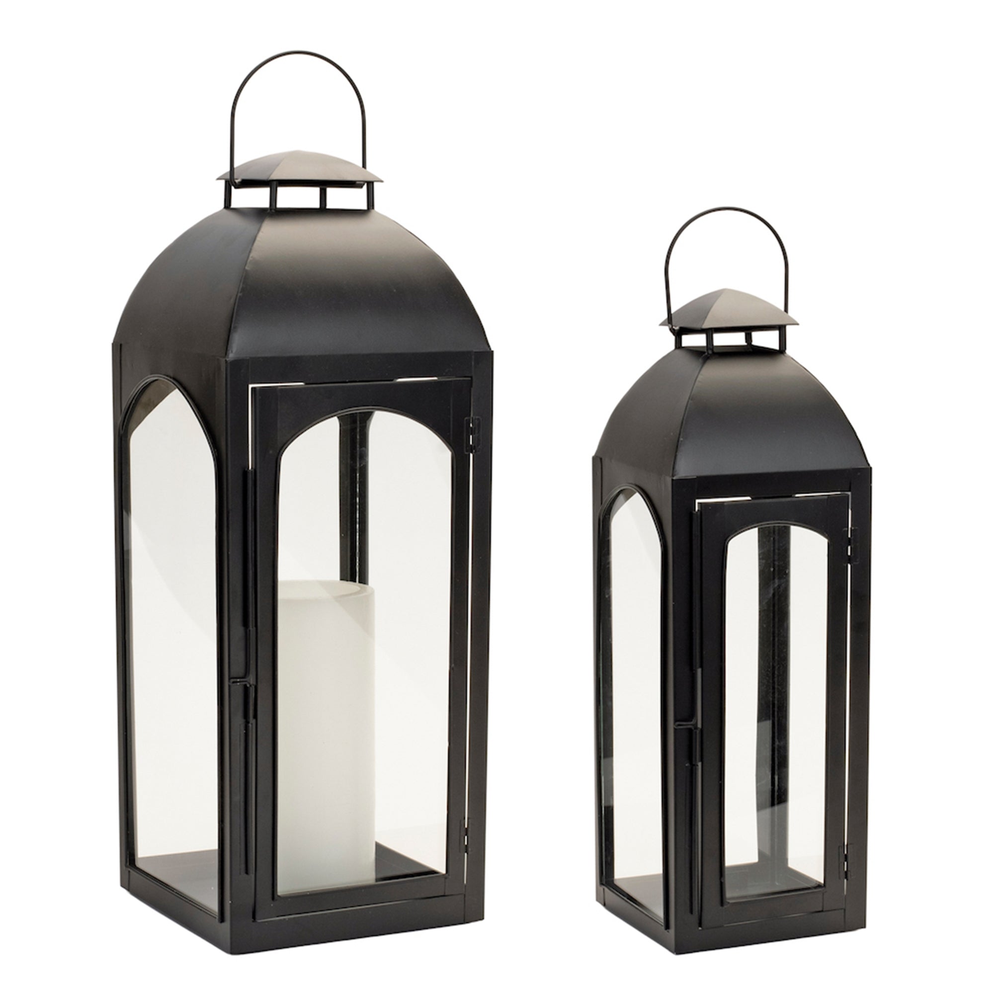 Lantern (Set of 2) 17"H, 21"H Metal/Glass