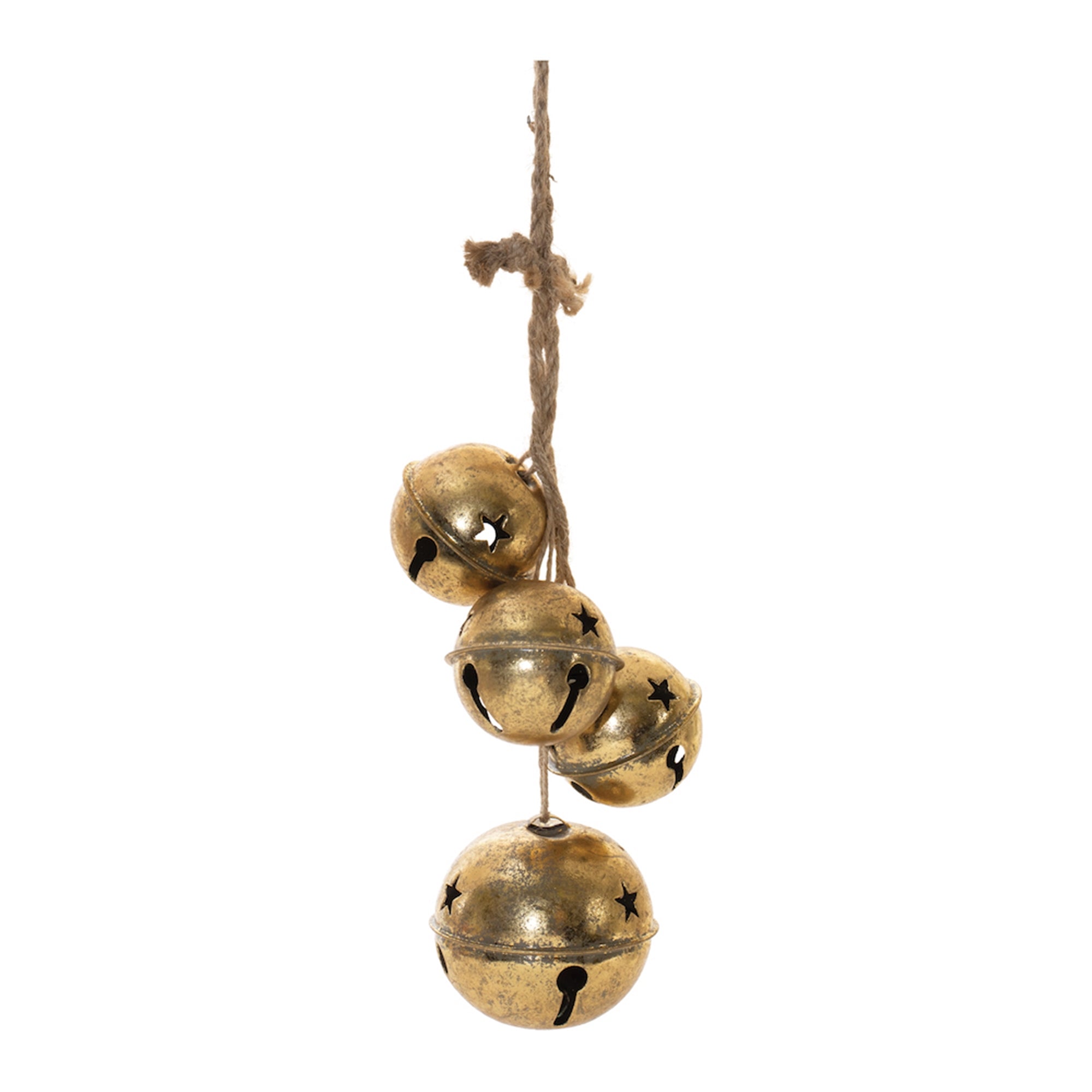 Sleigh Bell Cluster Ornament 16”H Metal/Rope