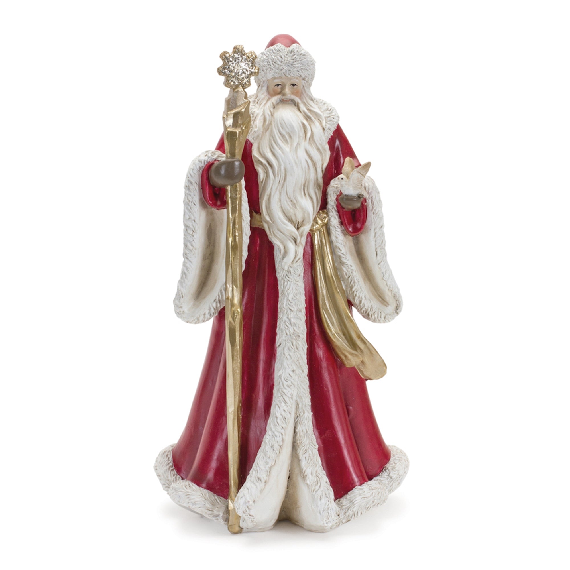 Santa w/Bird 14.5”H Resin