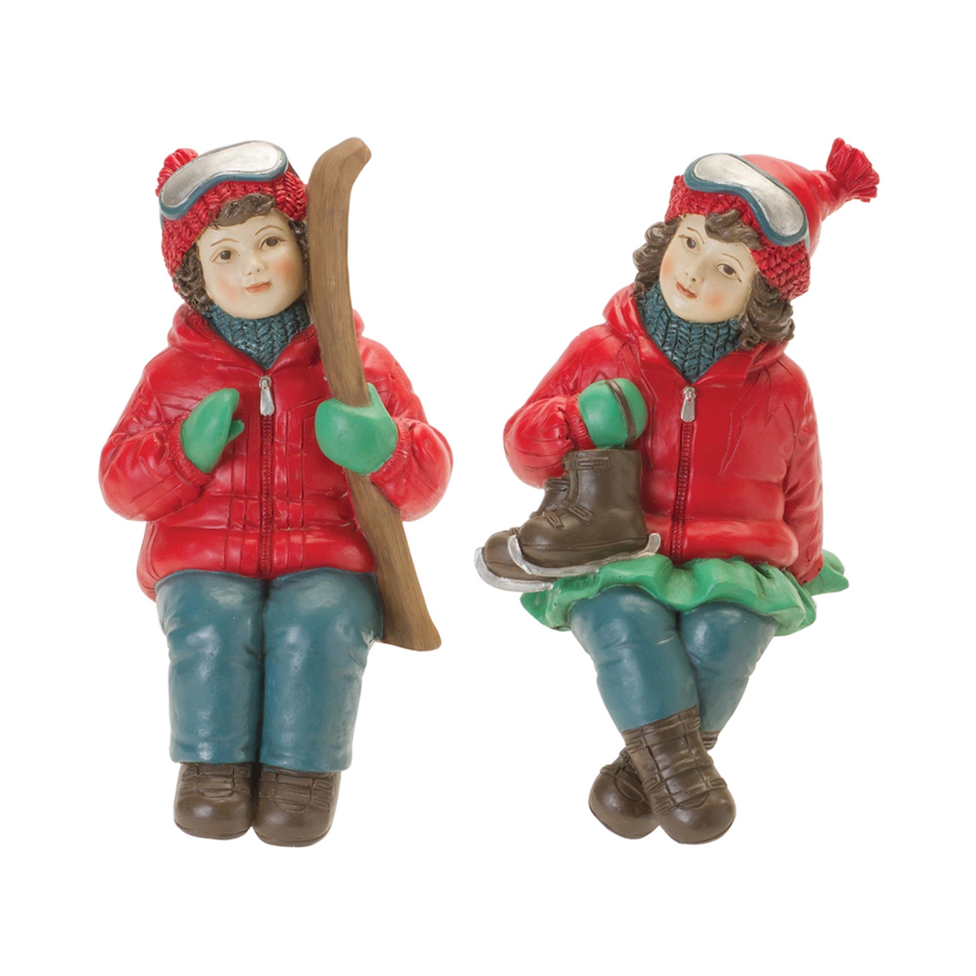 Kids w/Skis & Skates (2 Asst) 5”H Resin