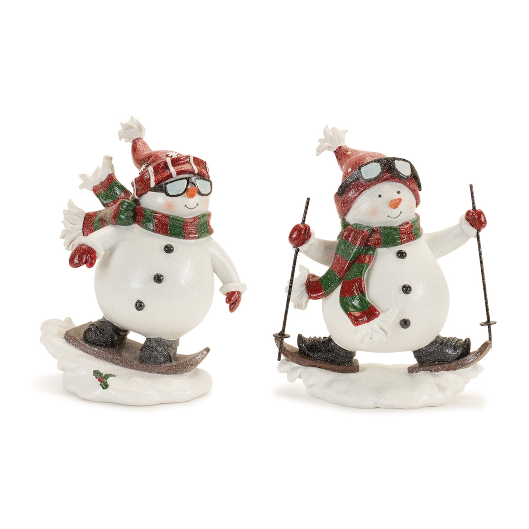 Snowman on Skis and Snowboard (2 Asst) 8”H Resin