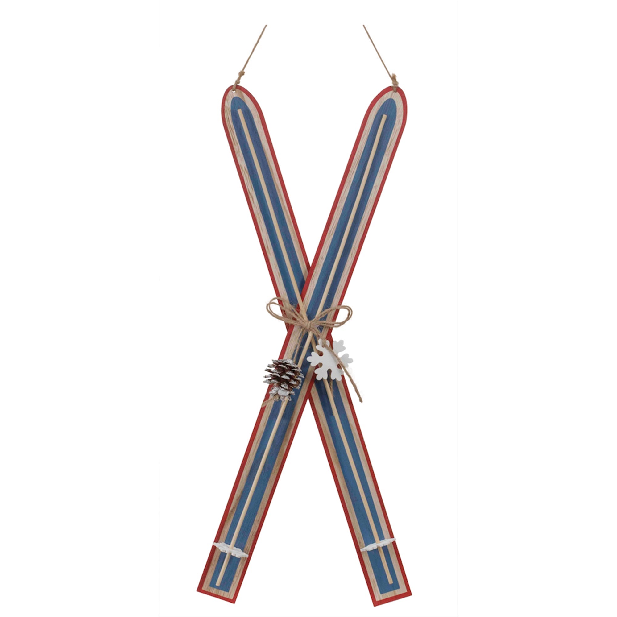 Ski Ornament 22”H Wood/Jute