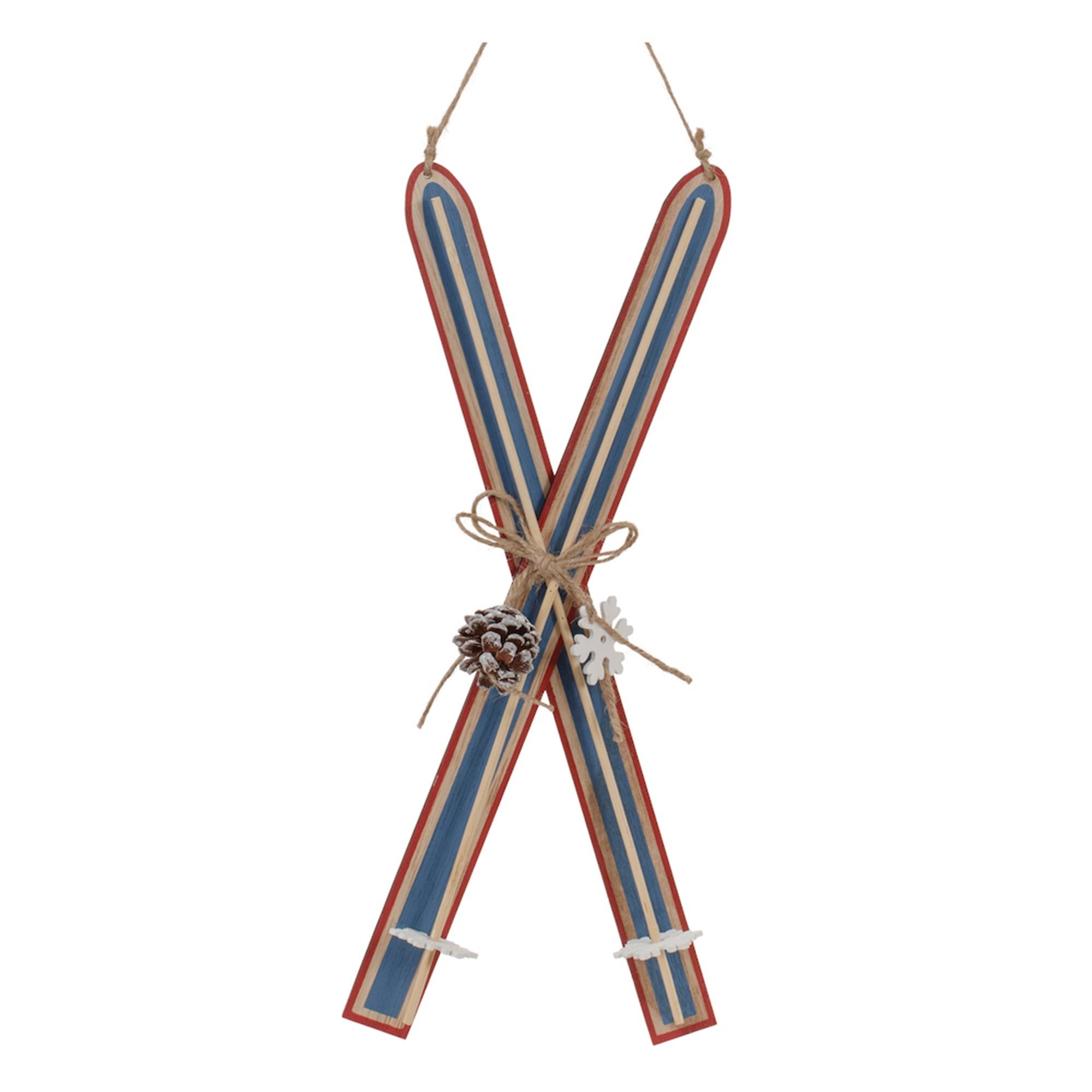 Ski Ornament 15.5”H Wood/Jute