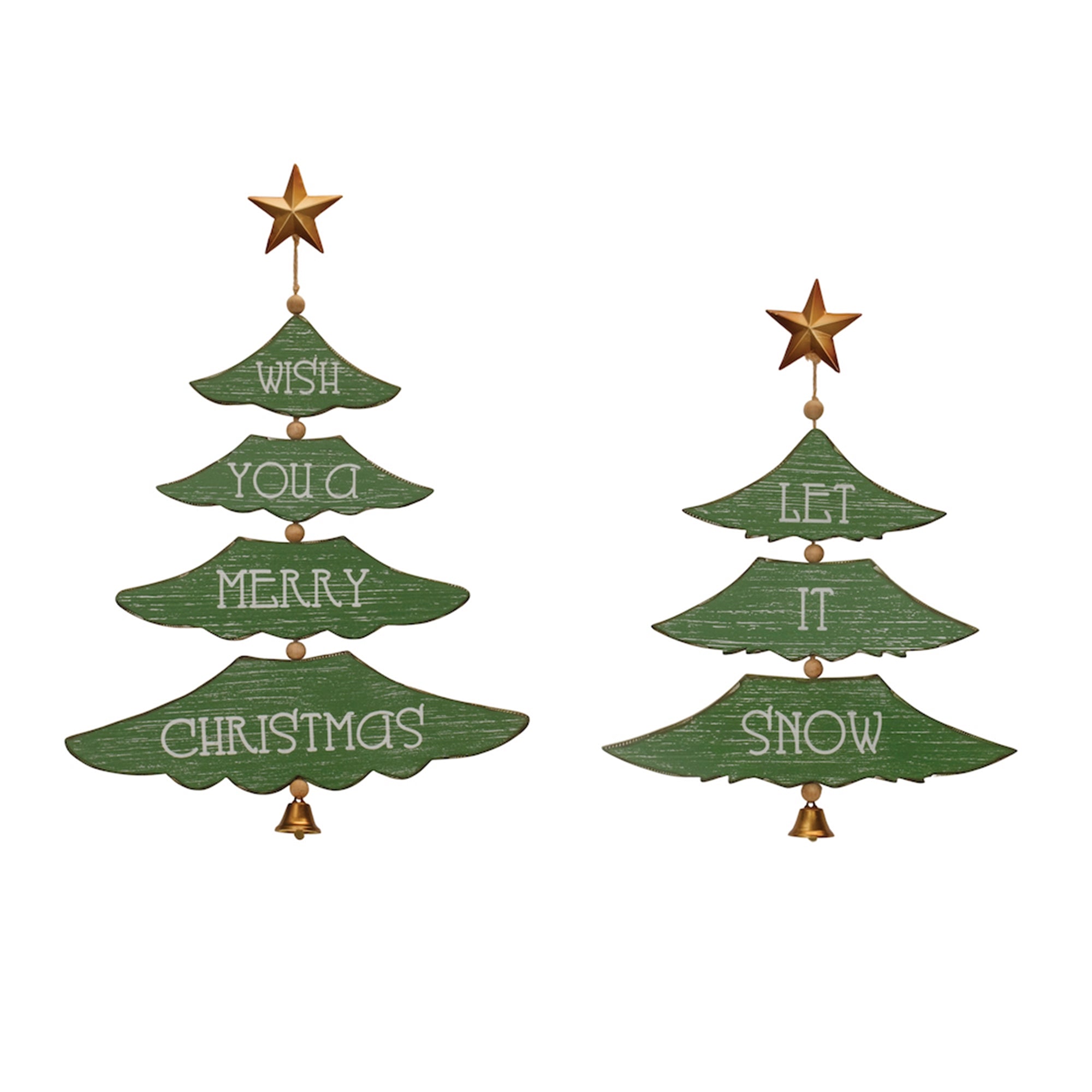 Tree Shape Sign (Set of 2) 17.5"H, 21.5"H Wood/Iron