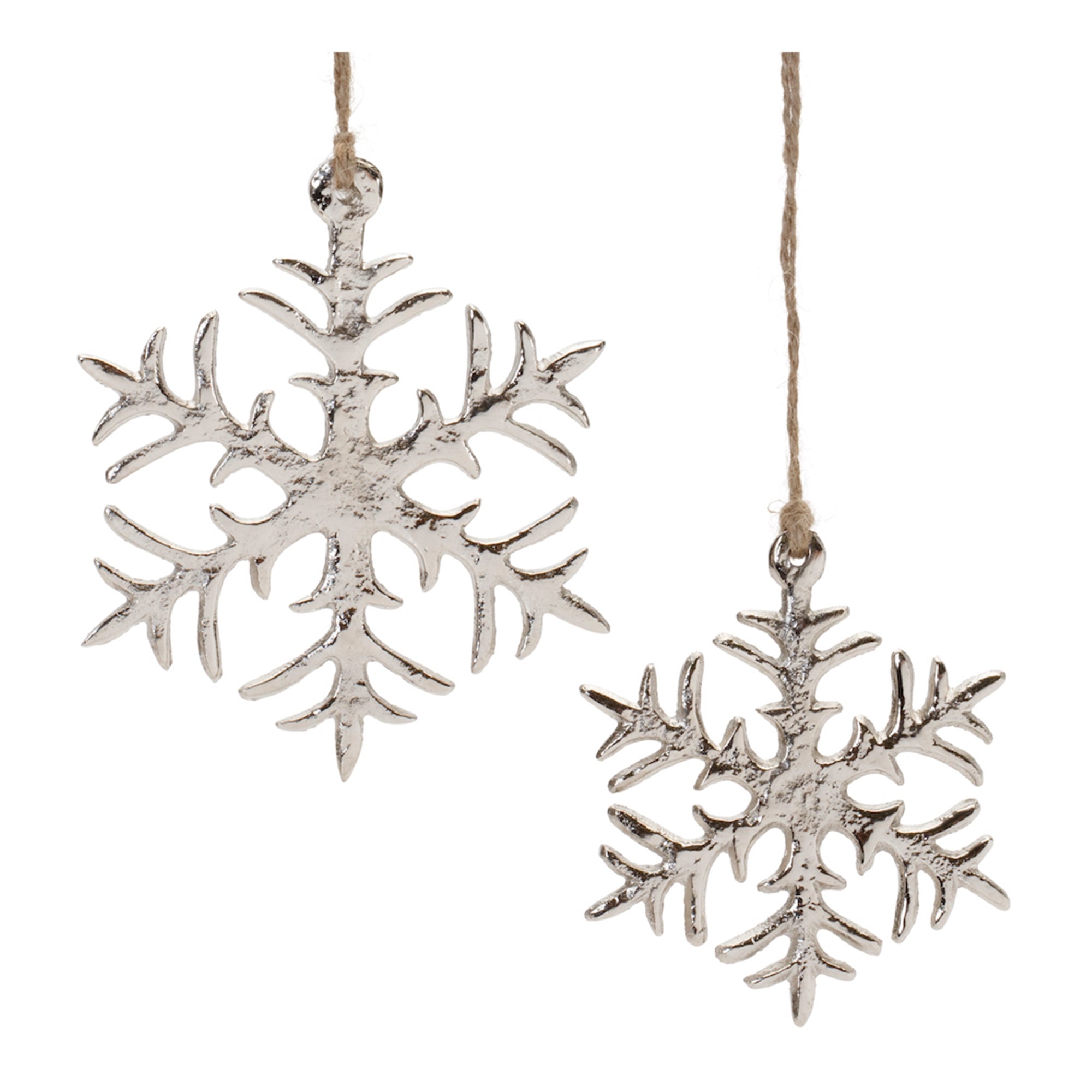 Snowflake Ornament (Set of 2) 4.25"H, 5"H Aluminum