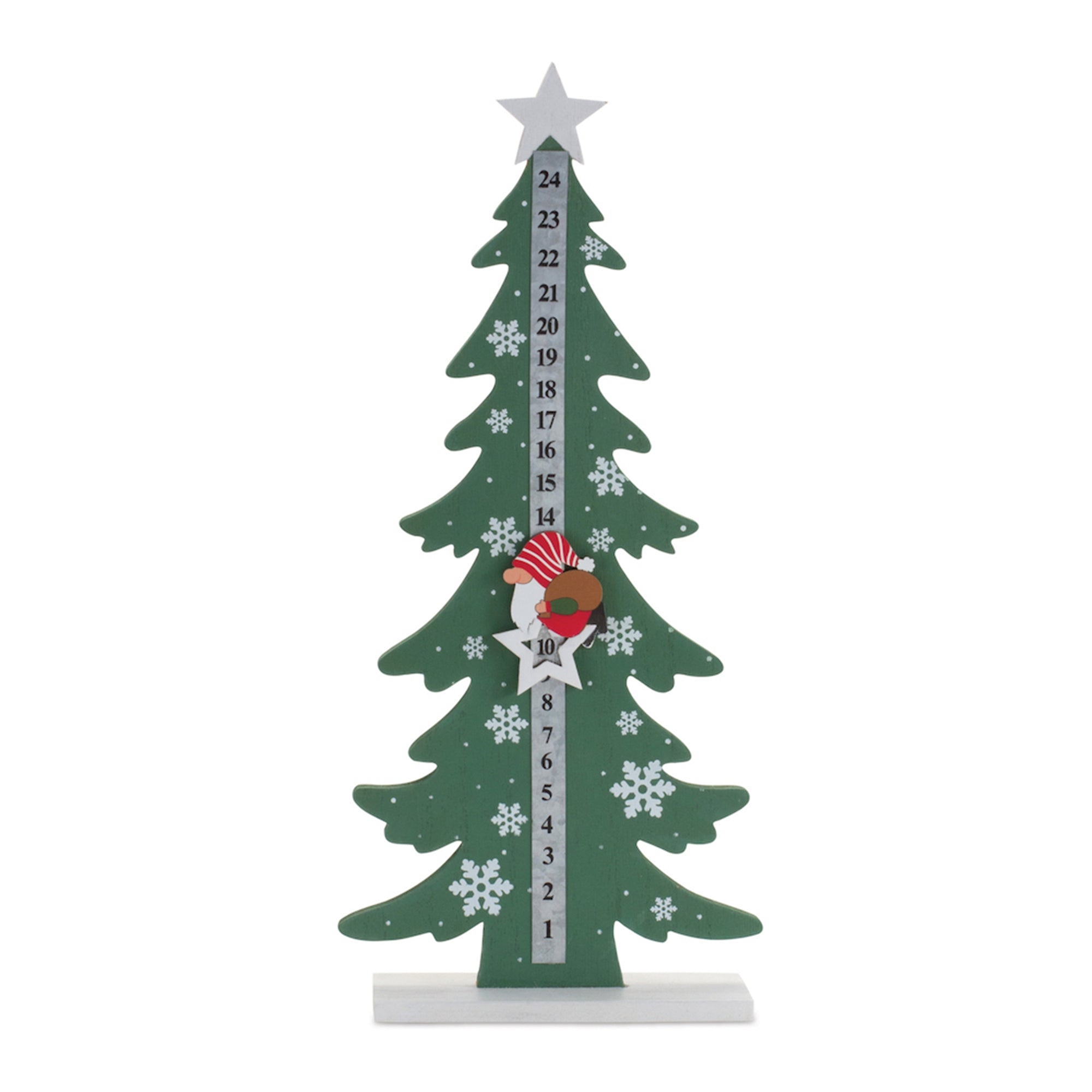 Gnome and Tree Countdown 16”H Wood/Metal