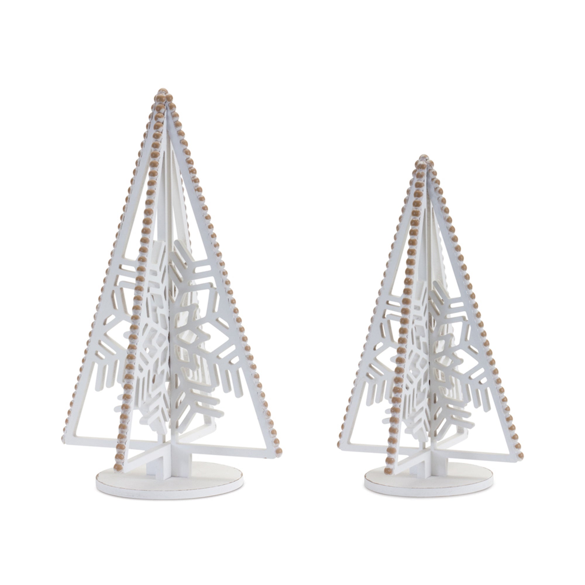Snowflake Tree (Set of 2) 13"H, 16"H Wood/Resin