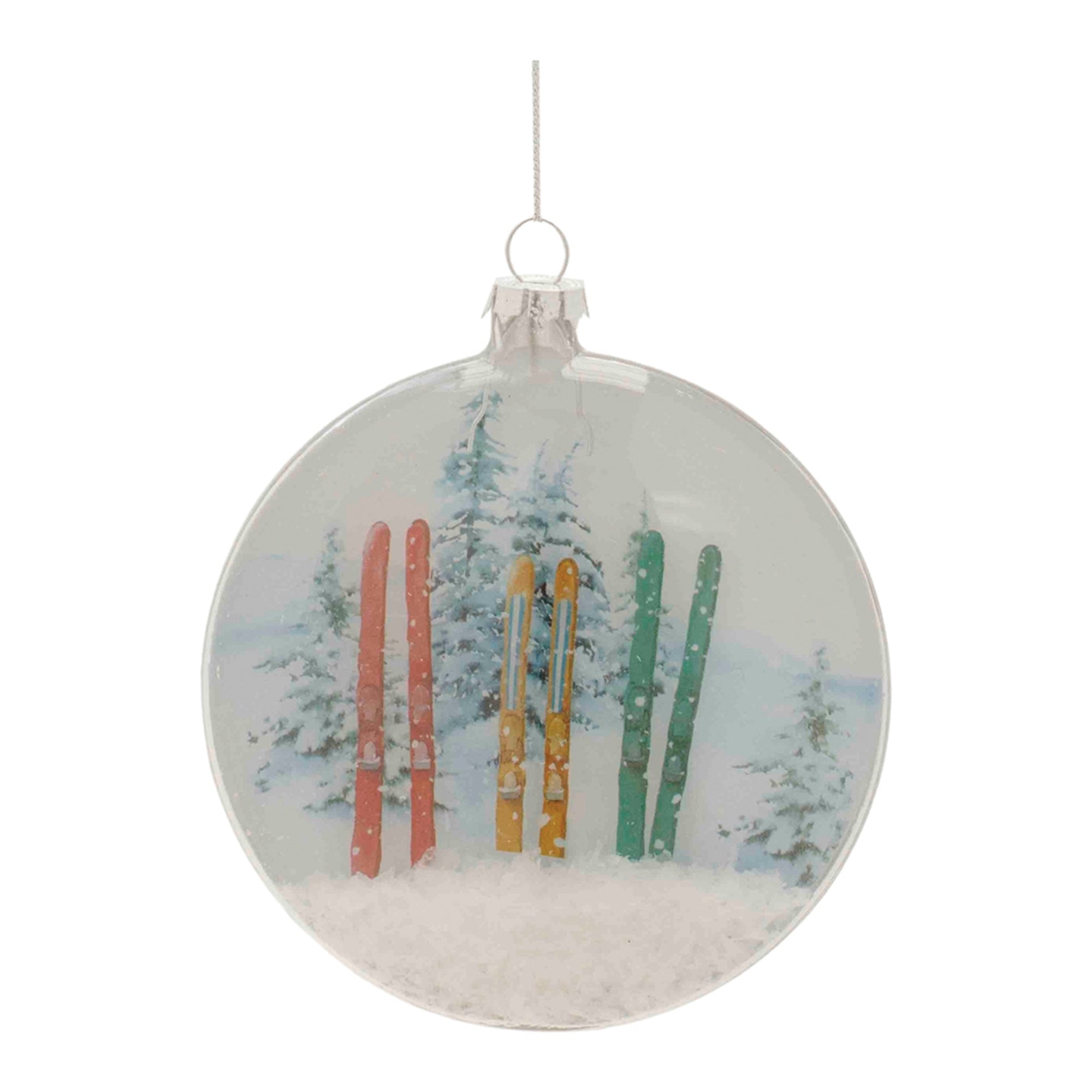 Snow Makes Us Happy Disc Ornament 4.25”H Glass