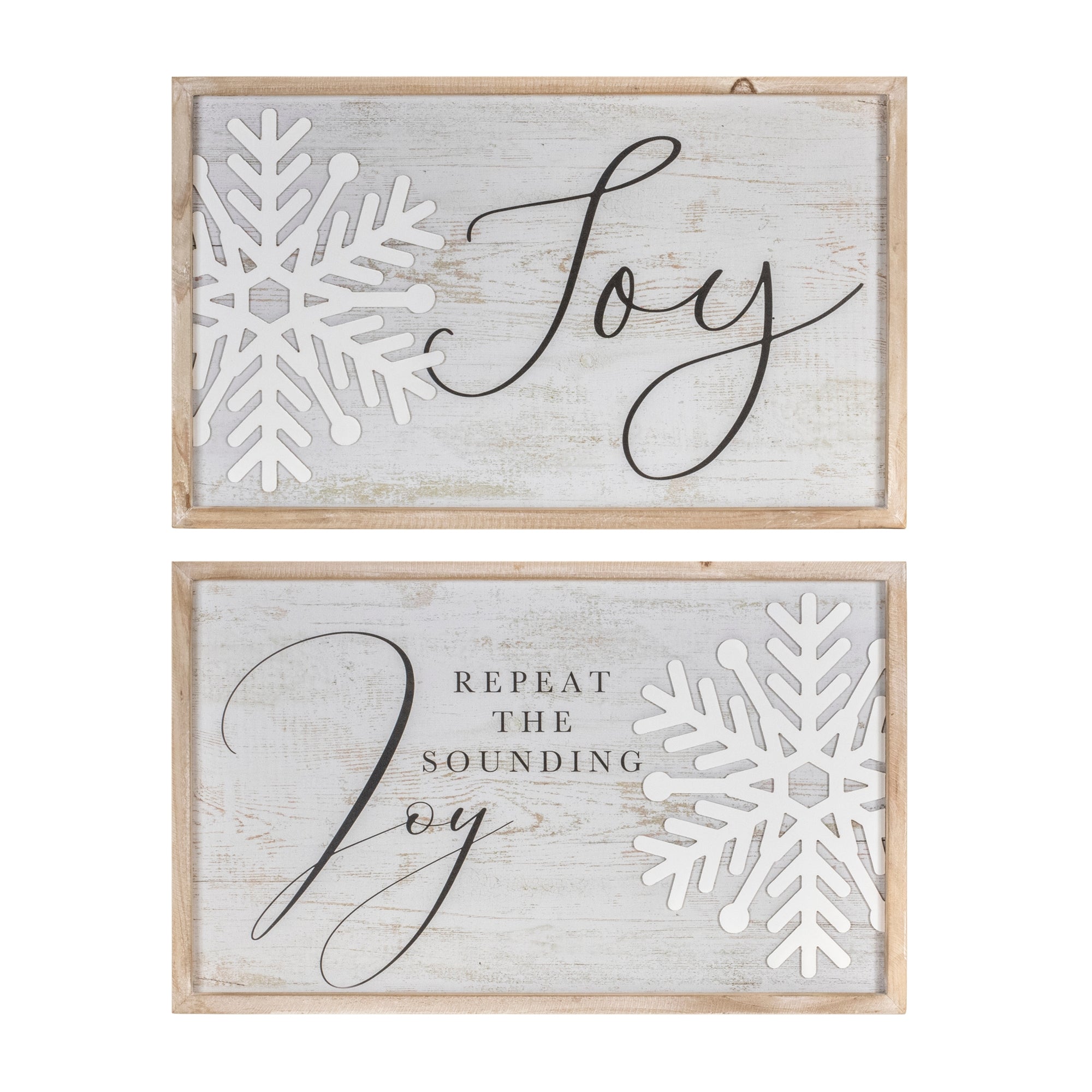 Joy Plaque (2 Asst) 21"L x 13"H Wood/Wood