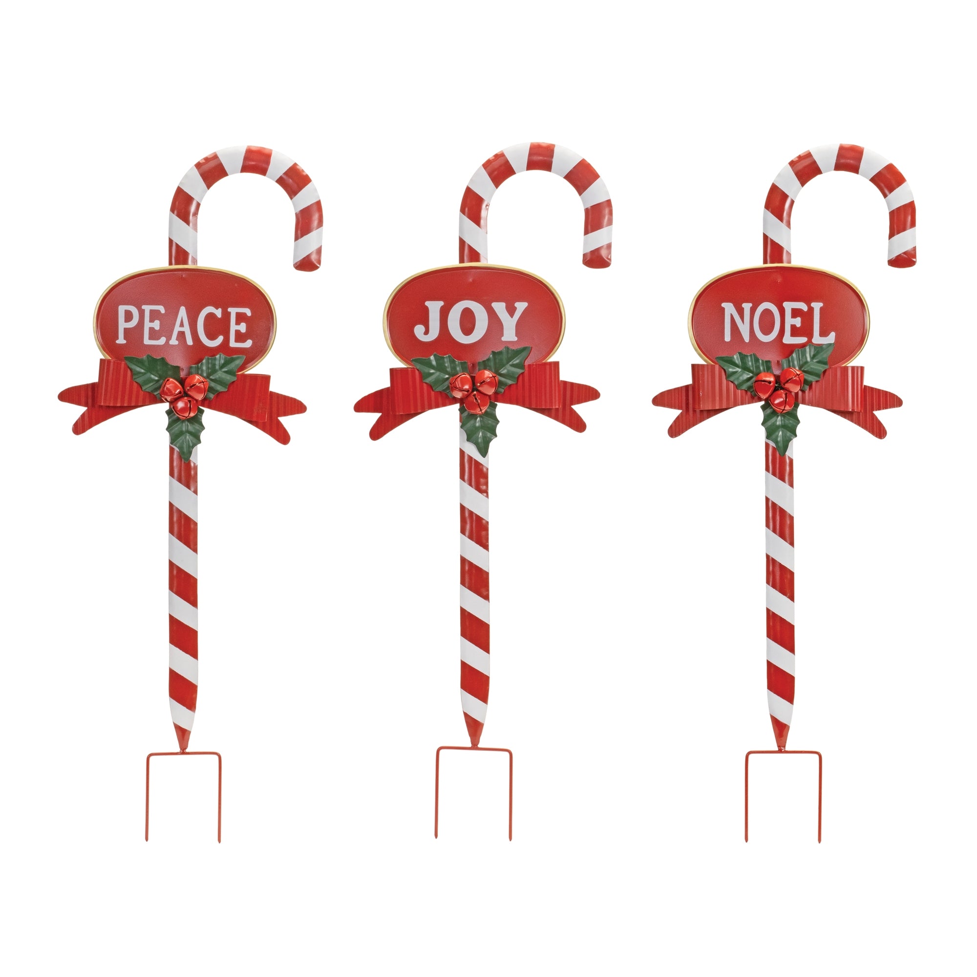Candy Cane Stake (3 Asst) 33”H Iron