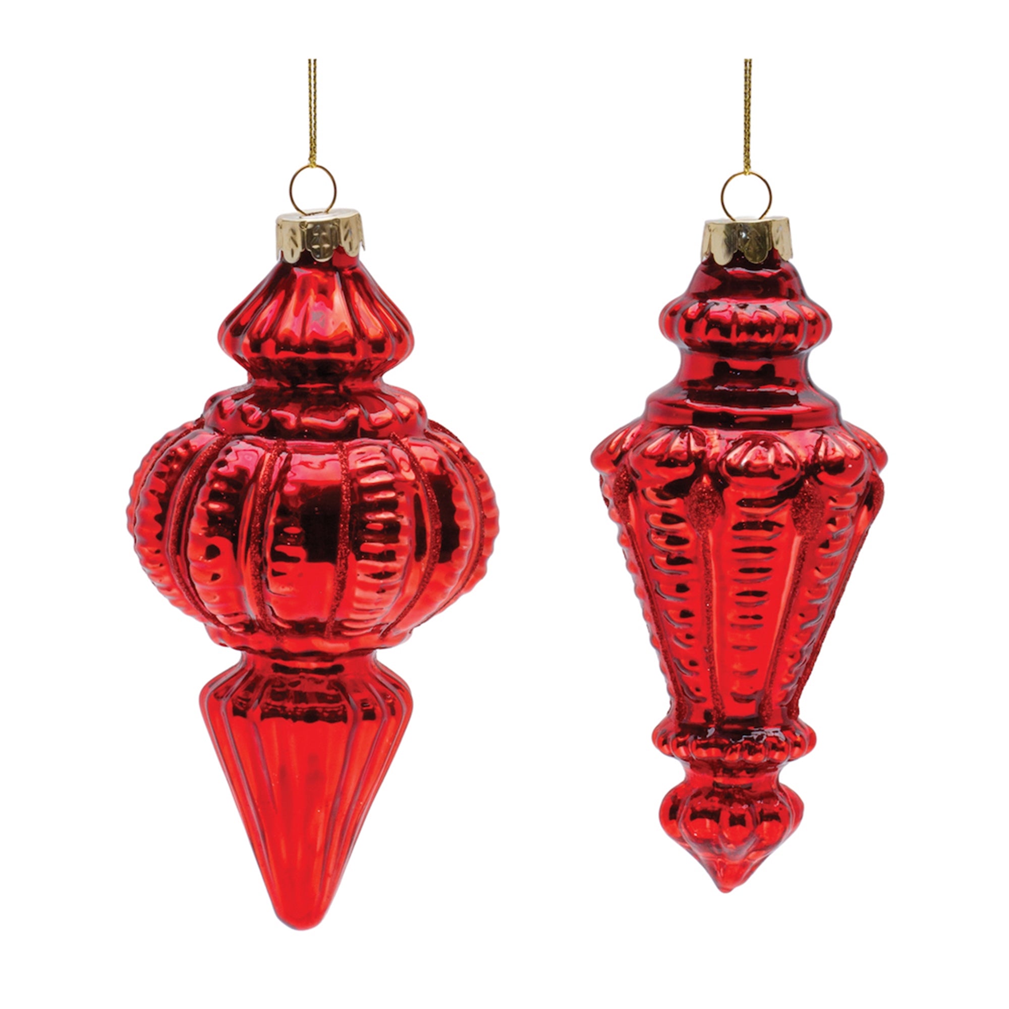 Ornament (2 Asst) 6"H, 6.5"H Glass