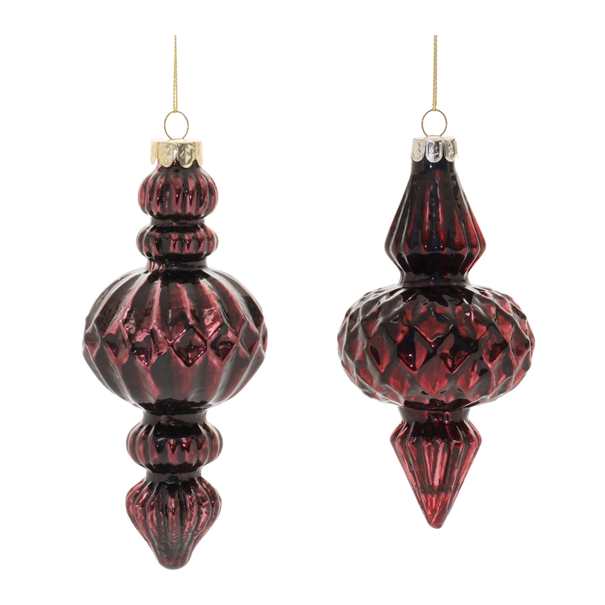 Ornament (2 Asst) 6"H, 6.5"H Glass
