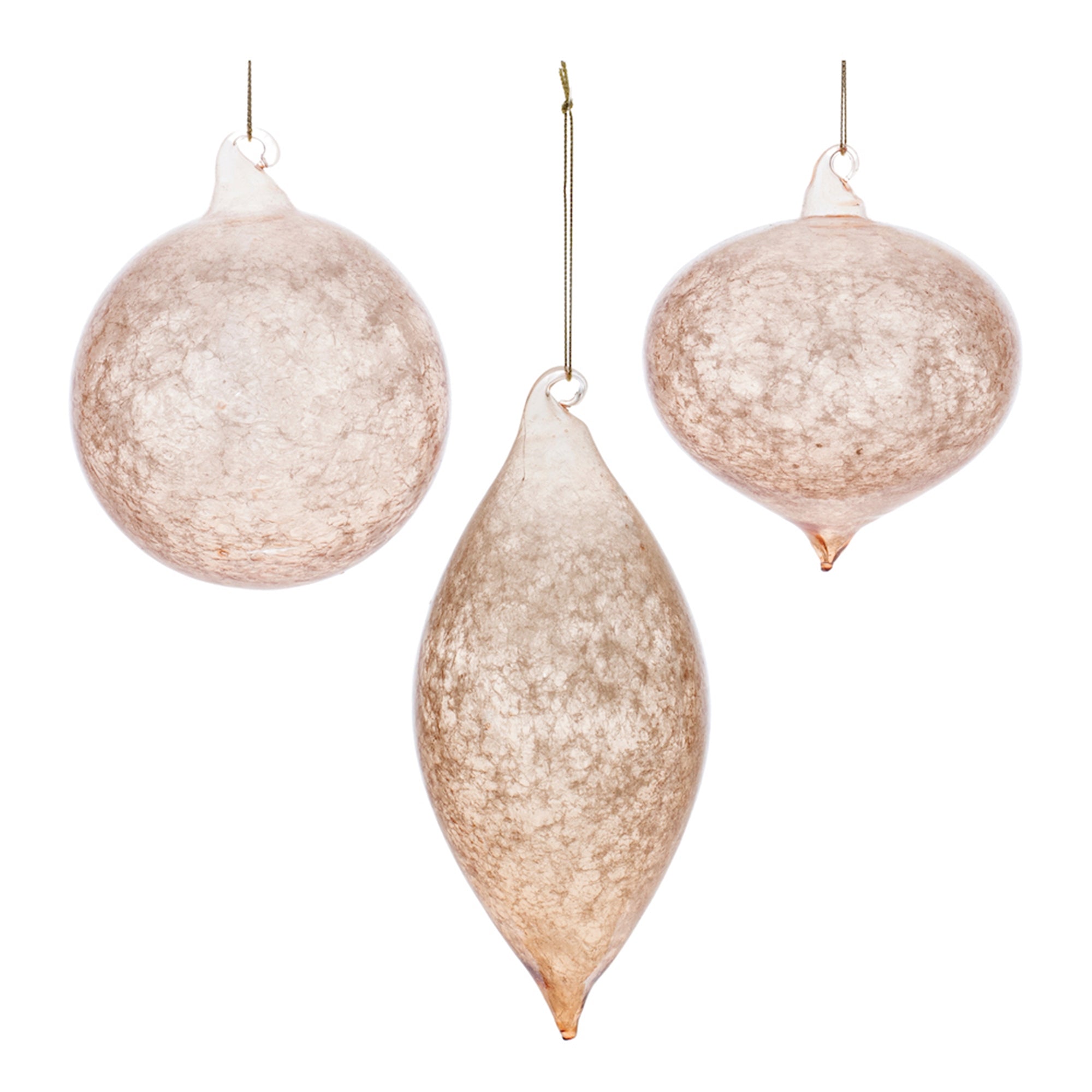 Ornament (3 Asst) 5"H, 5"H, 7"H Glass